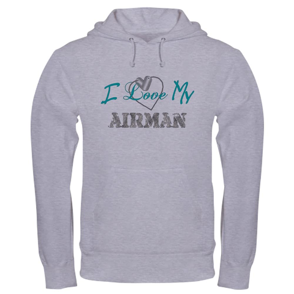CafePress I Heart My Airman Hooded Sweatshirt - Military Apparel for Air Force Spouses & Families - Cozy Pullover for Casual Wear & Military Events