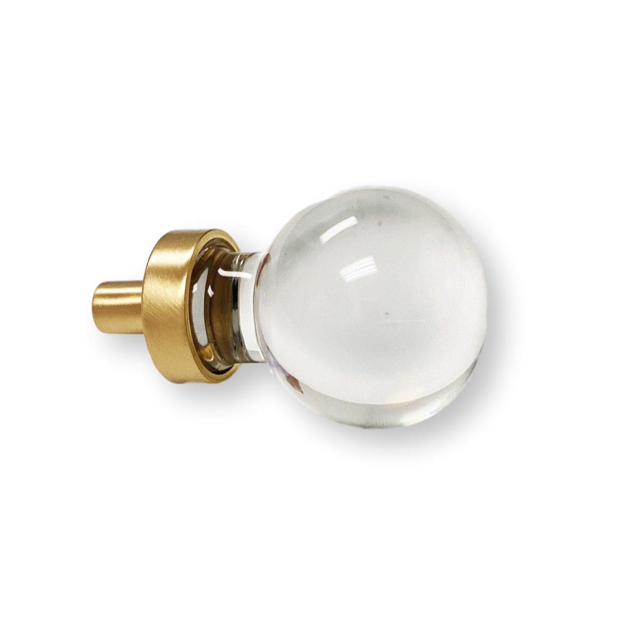 Satin Brass Liam Round Clear Glass Ball Knob - 1 Inch Diameter Cabinet Hardware for Drawers, Doors & Furniture