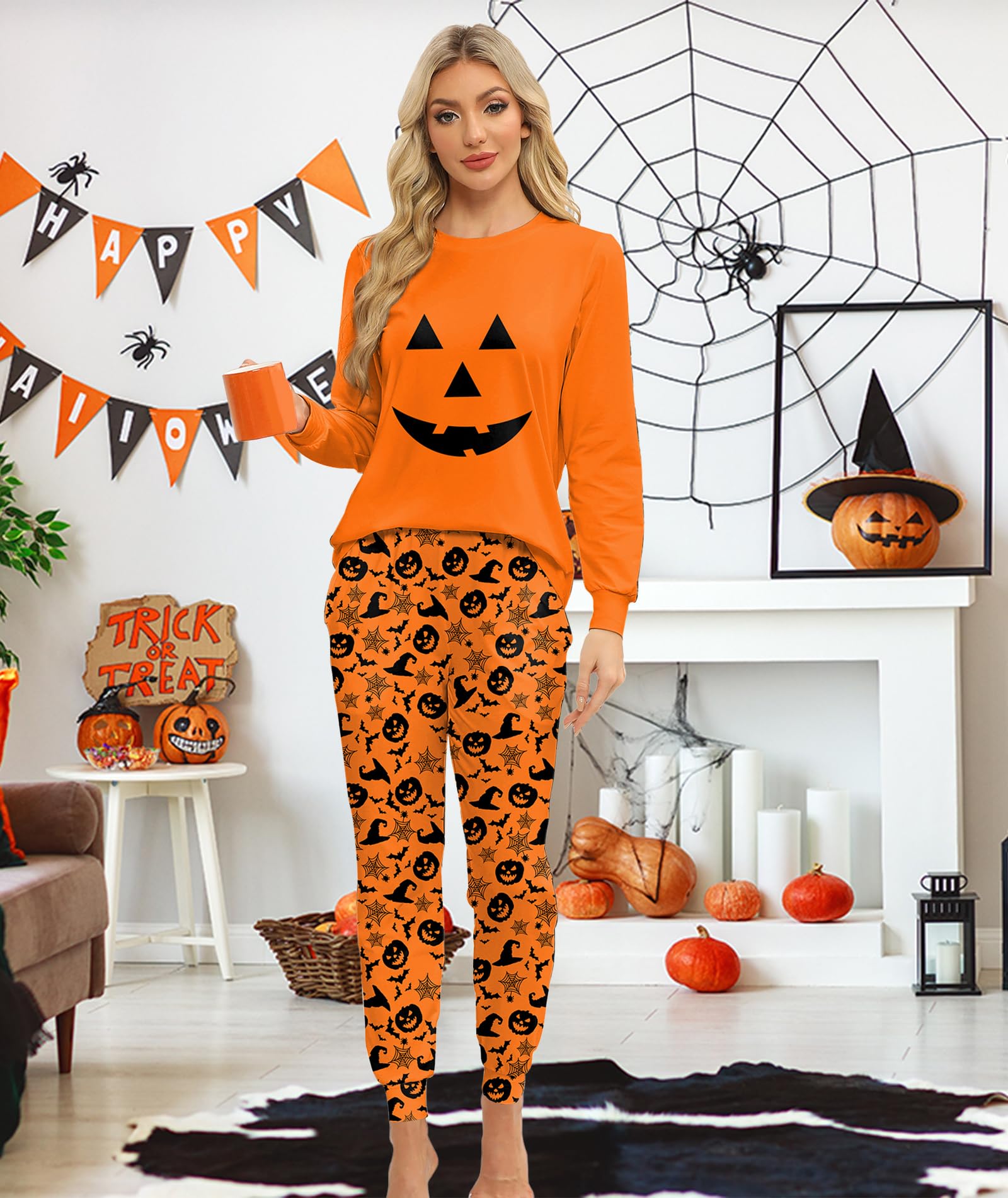 Women's Long Sleeve Pajama Set with Jogger Pants - Soft Cotton Sleepwear & Lounge Set with Pockets - Perfect for Relaxing at Home, Sleeping, or Traveling