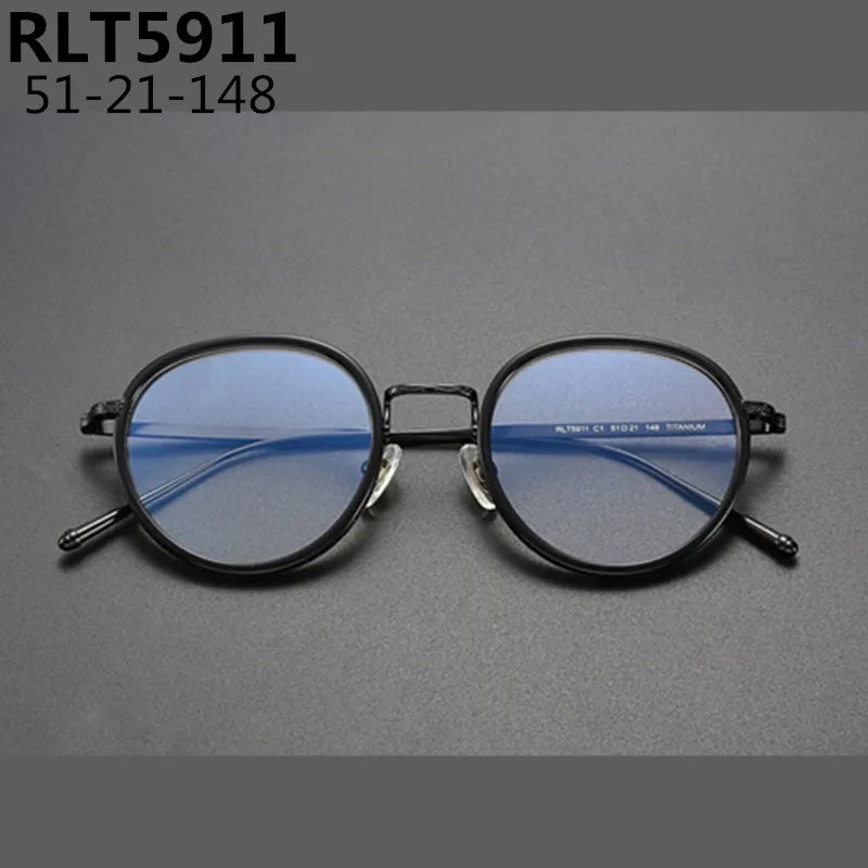 Stylish Aimee Unisex Full Rim Oval Round Titanium Acetate Eyeglasses Frame 5911 - Lightweight & Durable for Work, Reading & Fashion
