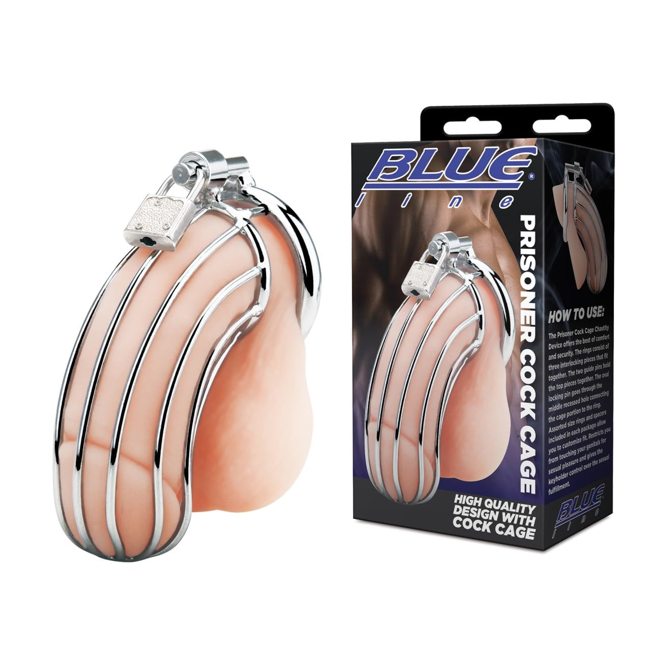 Electric Eel Inc. 78758: Blue Line Prisoner Cock Cage - Secure & Durable Restraint for BDSM Play, Bondage, and Role-Playing Scenes