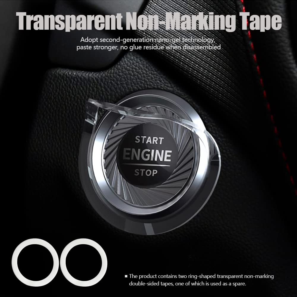 Rotary Push Start Button Cover - Black Car & Motorcycle Accessory for Engine Start Stop