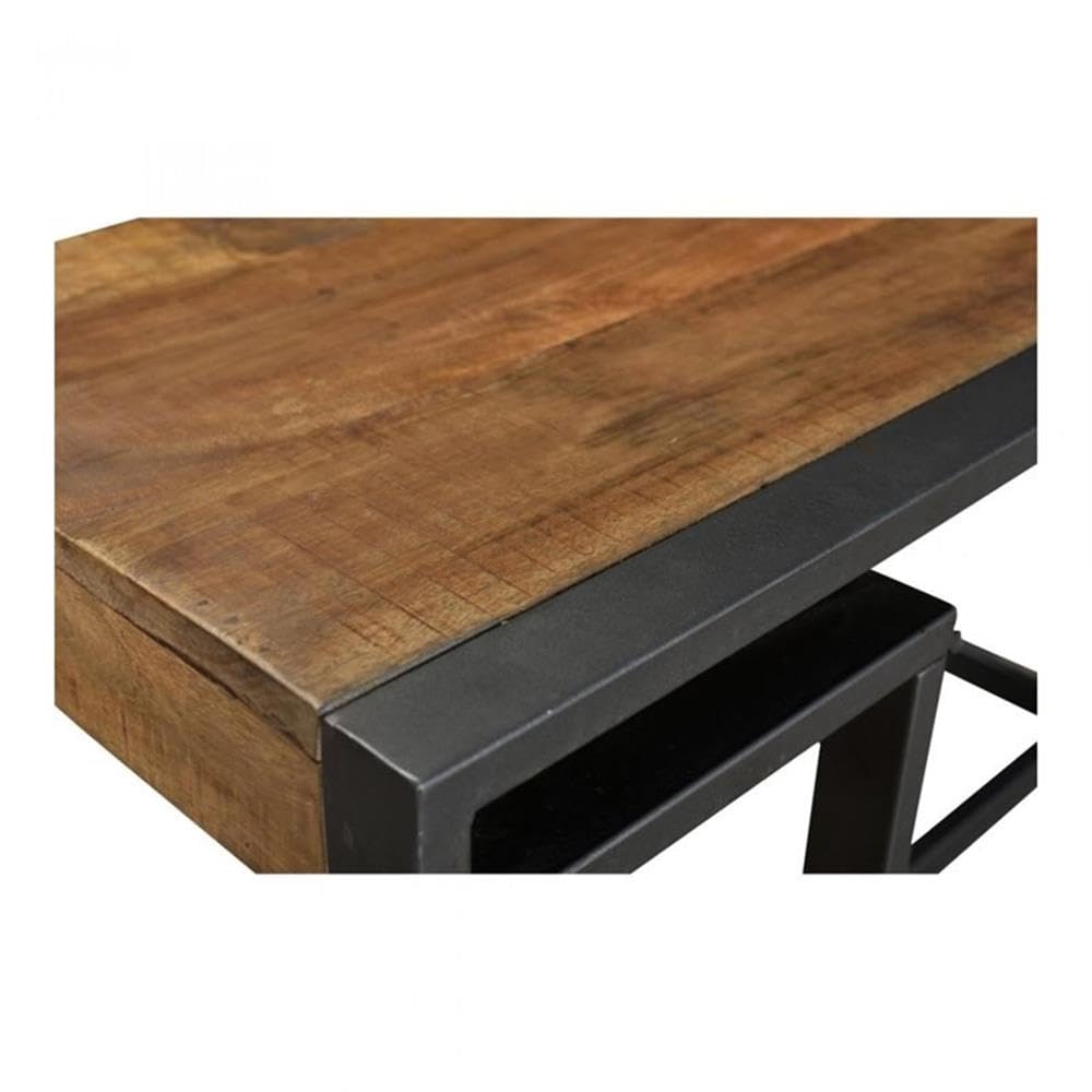 Brown Moe's Home Collection Parliament Wood Writing Desk with Sturdy Iron Frame - Perfect for Home Office, Study Room & Workspace