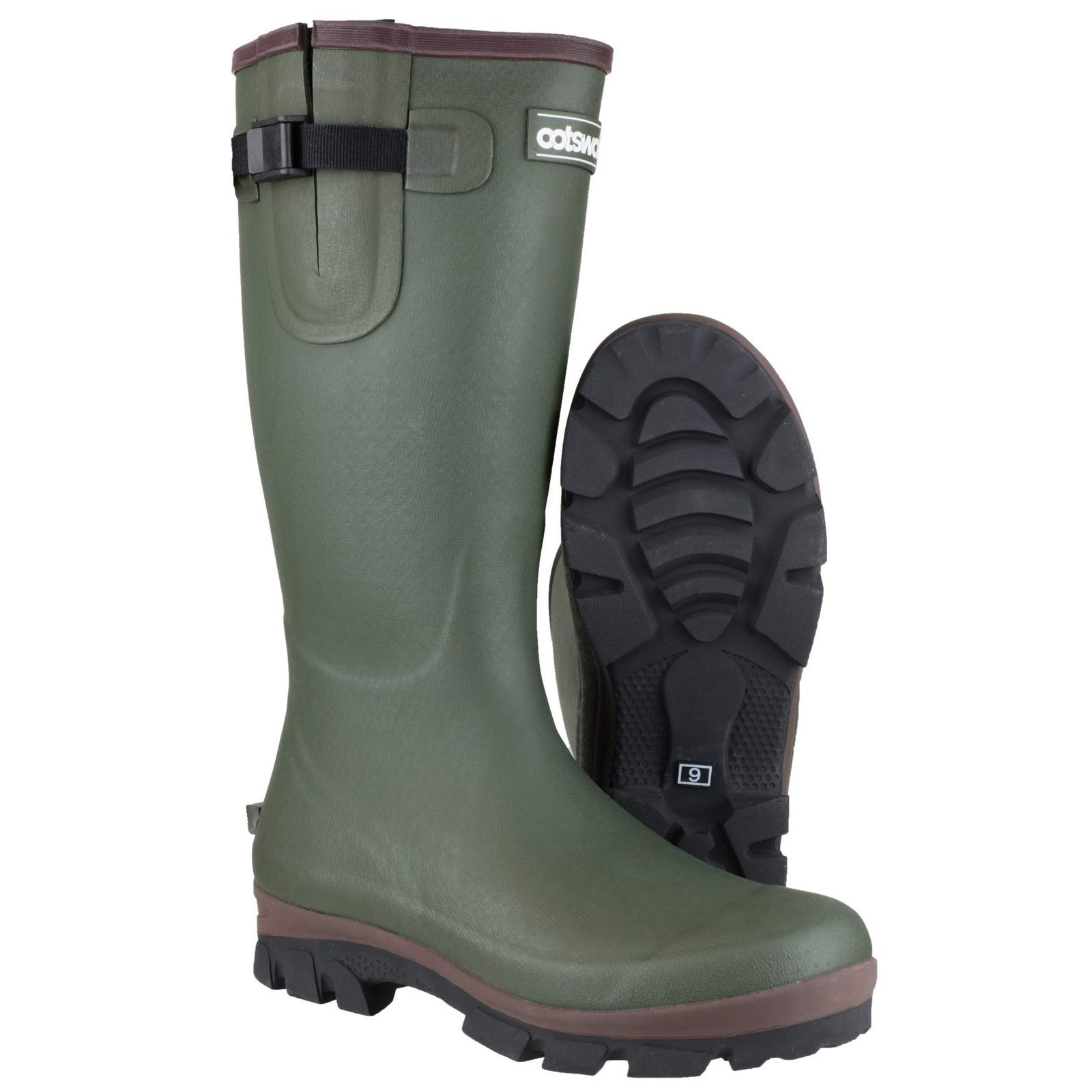 Men's Neoprene Rubber Wellington Boots - Waterproof, Slip-Resistant, Comfortable for Outdoor Work, Fishing & Hiking - Size 9 US (Green)