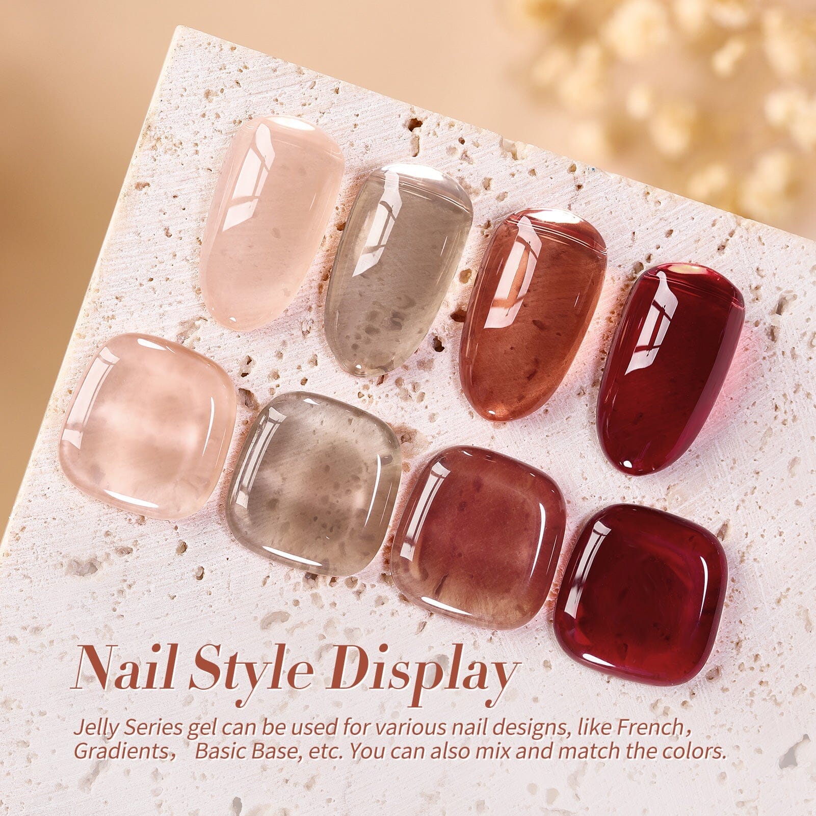 4 Colors Autumn Ember Milky Jelly Gel Set 7ml - Long Lasting Nail Polish for Fall & Winter - Perfect for Manicures, Pedicures, and Nail Art