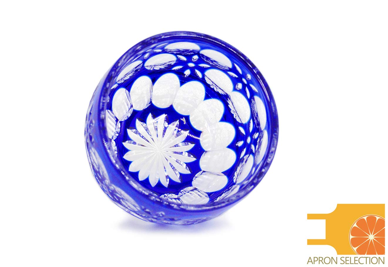 Premium Edo Kiriko Cut Glass - Authentic Japanese Traditional Craft in Elegant Gift Box, Kaleidoscope Design (Ultramarine Blue) - Perfect for Home Decor, Unique Gifts & Cultural Collectibles