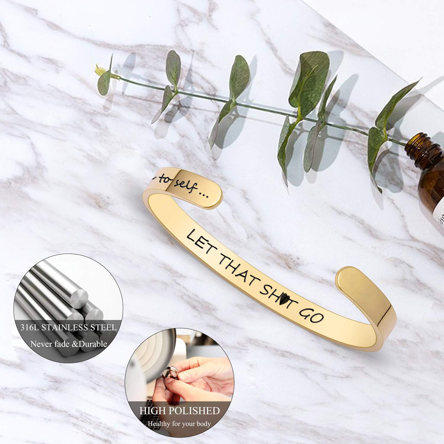 Rose Gold Inspirational Mantra Engraved Cuff Bracelet for Women - Valentine's Day Gift for Her, Birthday Present, Motivational Jewelry - Perfect for Daily Wear, Special Occasions & Self-Empowerment
