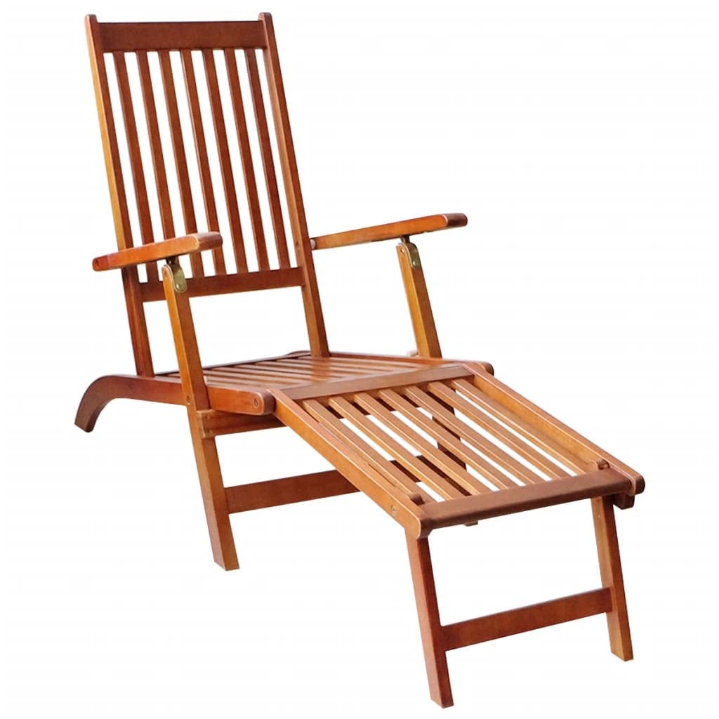 Premium Acacia Wood Patio Lounge Chair with Adjustable Reclining & Footrest - Anthracite Cushion Included for Outdoor Relaxation - Perfect for Garden, Poolside, Beach & Sunbathing - Durable Weather-Resistant Design for Patio, Deck or Lawn Use
