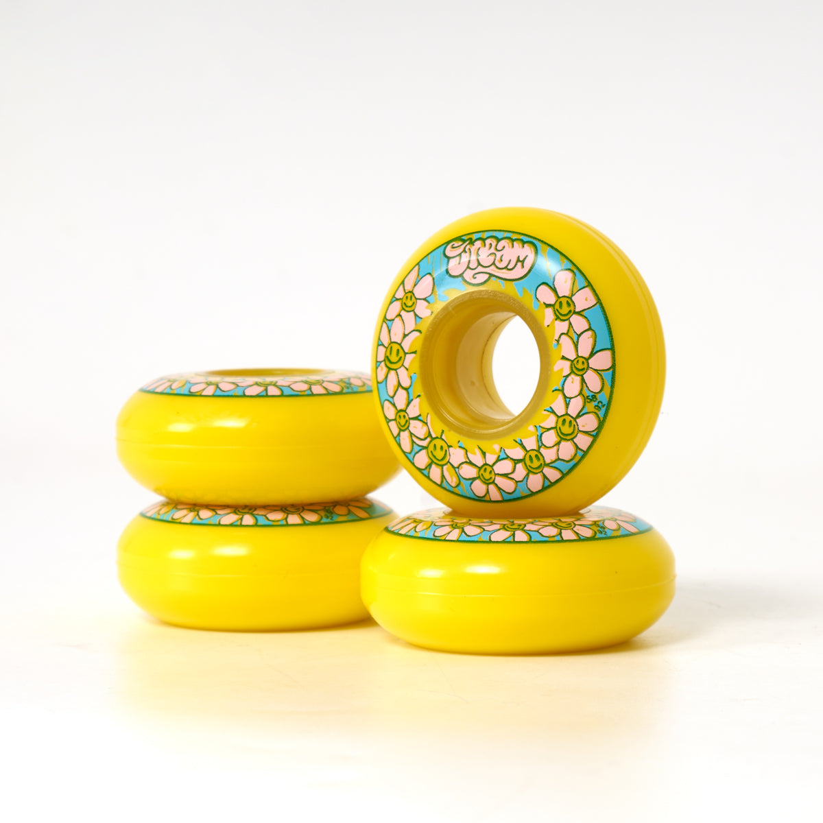 Dream Daisy 58mm Skateboard Wheels - Premium Yellow Urethane Wheels for Smooth Cruising & Street Skating - Perfect for Beginners & Pro Skaters