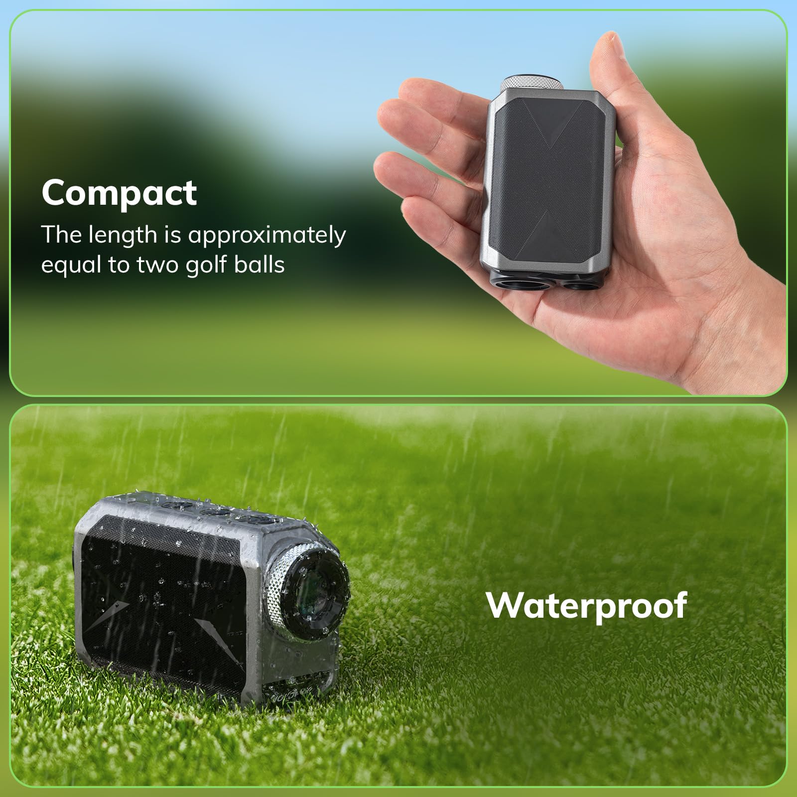 Mini Golf Rangefinder with Slope & Flag Lock - 1000 Yard High Precision Laser Distance Measurer | 6X Magnification, Magnetic Strip, Rechargeable | Tournament Legal Golf Accessory for Course Play & Practice