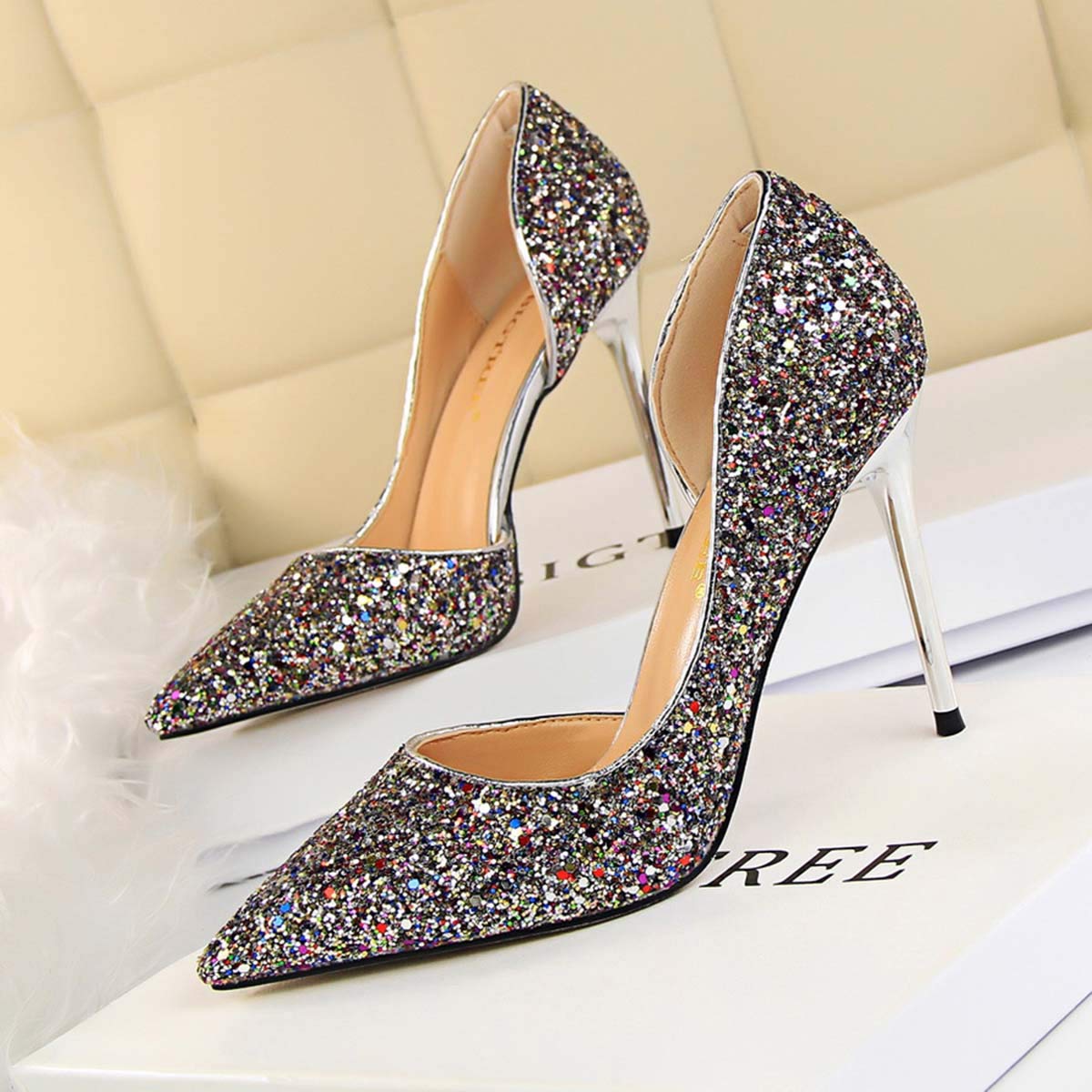 JOEupin Women's Stiletto High Heel Pumps - Sexy Open Toe Dress Shoes for Wedding, Party & Evening Wear - Comfortable Women's Heels for Formal Occasions