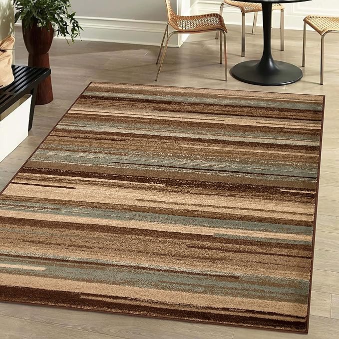 Abstract Striped Lines Indoor Area Rug or Runner Rug - Soft & Durable for Living Room, Bedroom, or Hallway Decor