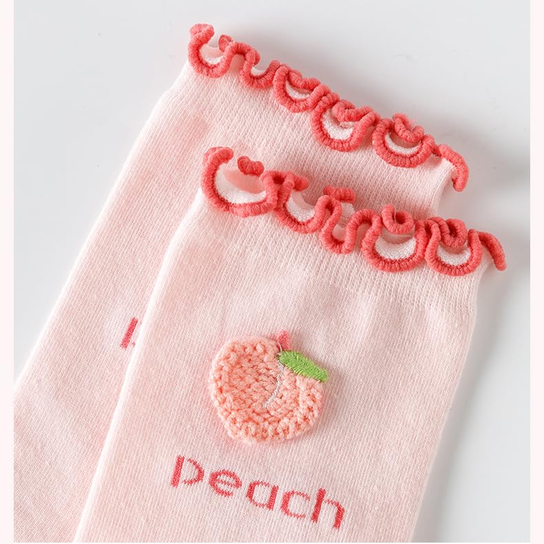 Funny Cute Fruit Ruffle Socks for Girls 8-10 Years Old - Comfortable Cotton Ankle Socks for School, Play & Everyday Wear