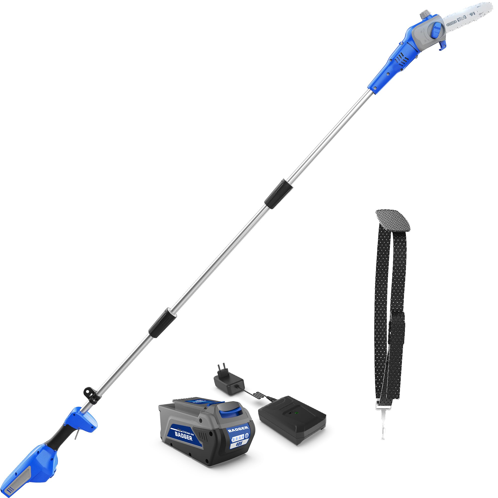 40V Cordless Pole Saw with 8-Inch Blade & 2.0Ah Battery - Detachable Extension Pole, Includes Battery & Charger - Perfect for Tree Trimming, Landscaping, and DIY Yard Maintenance