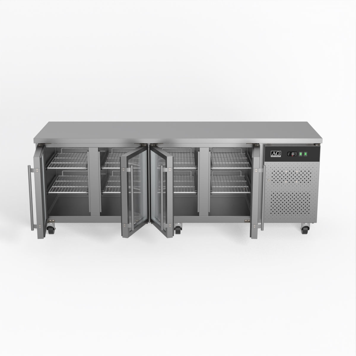 AG 4 Glass Door Commercial Worktop Refrigerator - Under Counter Fridge for Restaurants, Bars & Kitchens | Perfect for Food Storage & Beverage Cooling