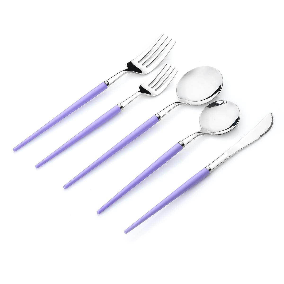 Artthome 20-Piece Stainless Steel Cutlery Set for 4 - Lavender Silver Silverware Utensil Set with Knives, Forks & Spoons - Non-Slip, Non-Toxic & Safe-Edge Kitchen Essentials - Perfect for Dining, Parties, Gifts & Everyday Use