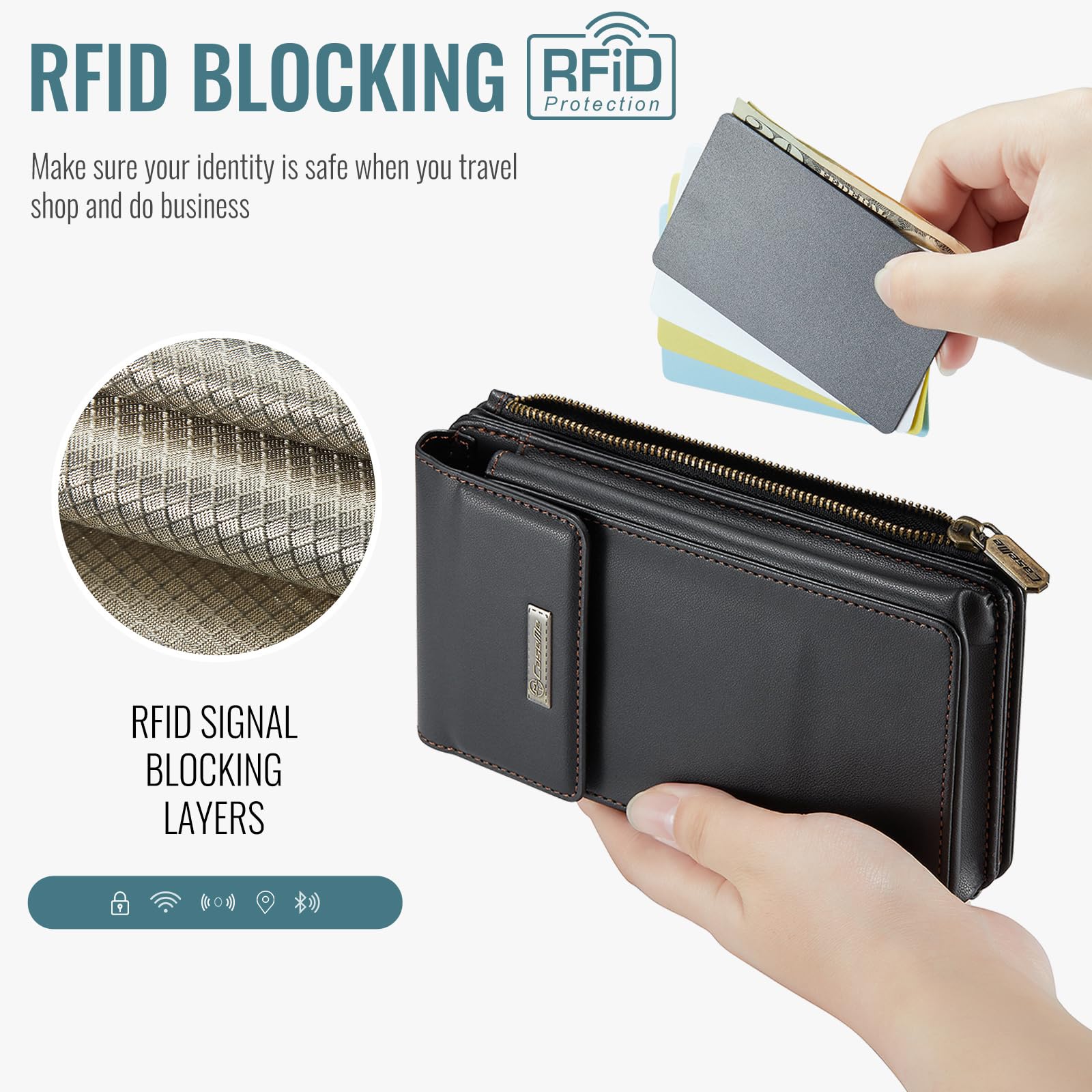 CaseMe Small RFID Blocking Crossbody Phone Bag for Women - Anti-Theft Shoulder Handbag with Card Slots & Strap - Perfect for Travel, Shopping & Daily Use