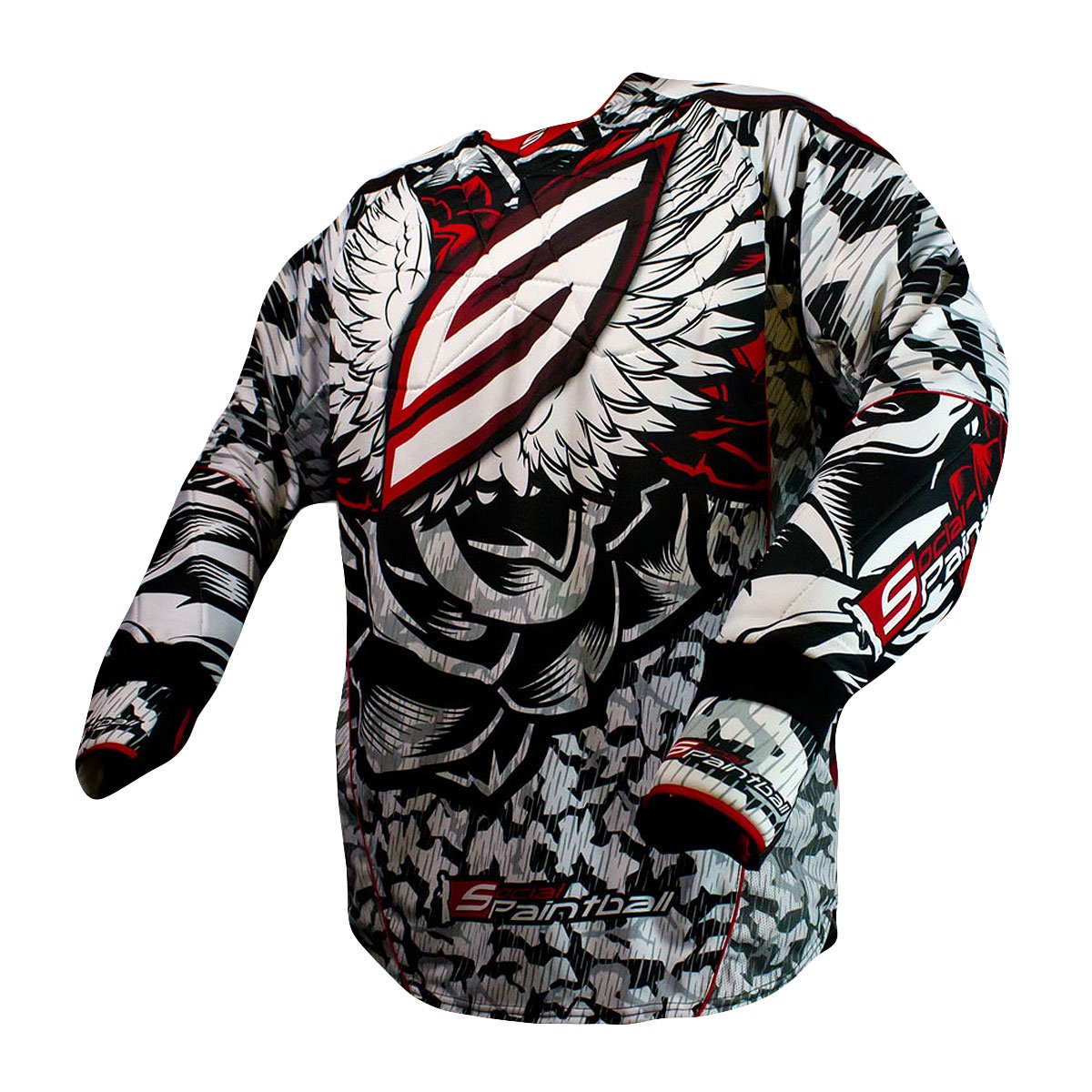 Custom Social Paintball Jersey - Padded or Unpadded Wings Camo Design | Durable Performance Wear for Paintball Tournaments & Outdoor Sports