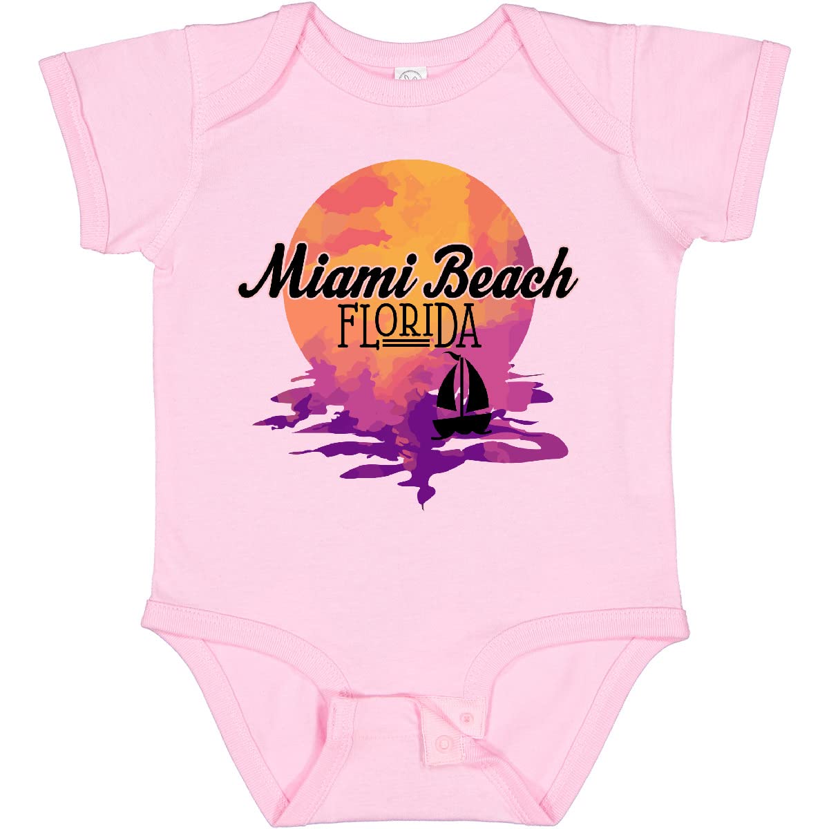 Inktastic Miami Beach Florida Vacation Sunset Baby Bodysuit - Cute Florida Sunset Outfit for Infants & Newborns - Perfect for Beach Trips, Family Photos & Vacation Souvenirs