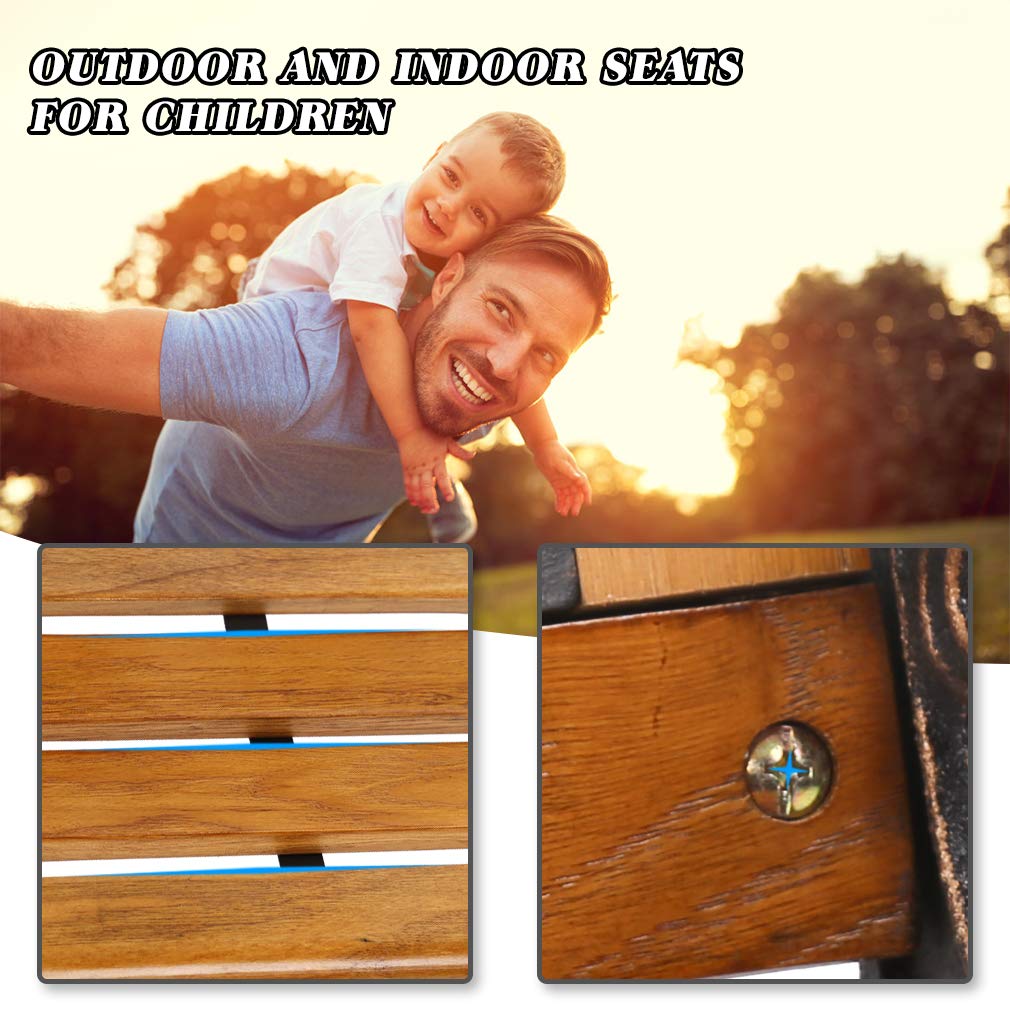 Kids Wooden Outdoor Garden Bench with Bronze Animal Pattern - Durable Park Bench for Patio, Yard, Porch & Entryway - Perfect for Playgrounds, Backyards & Outdoor Seating