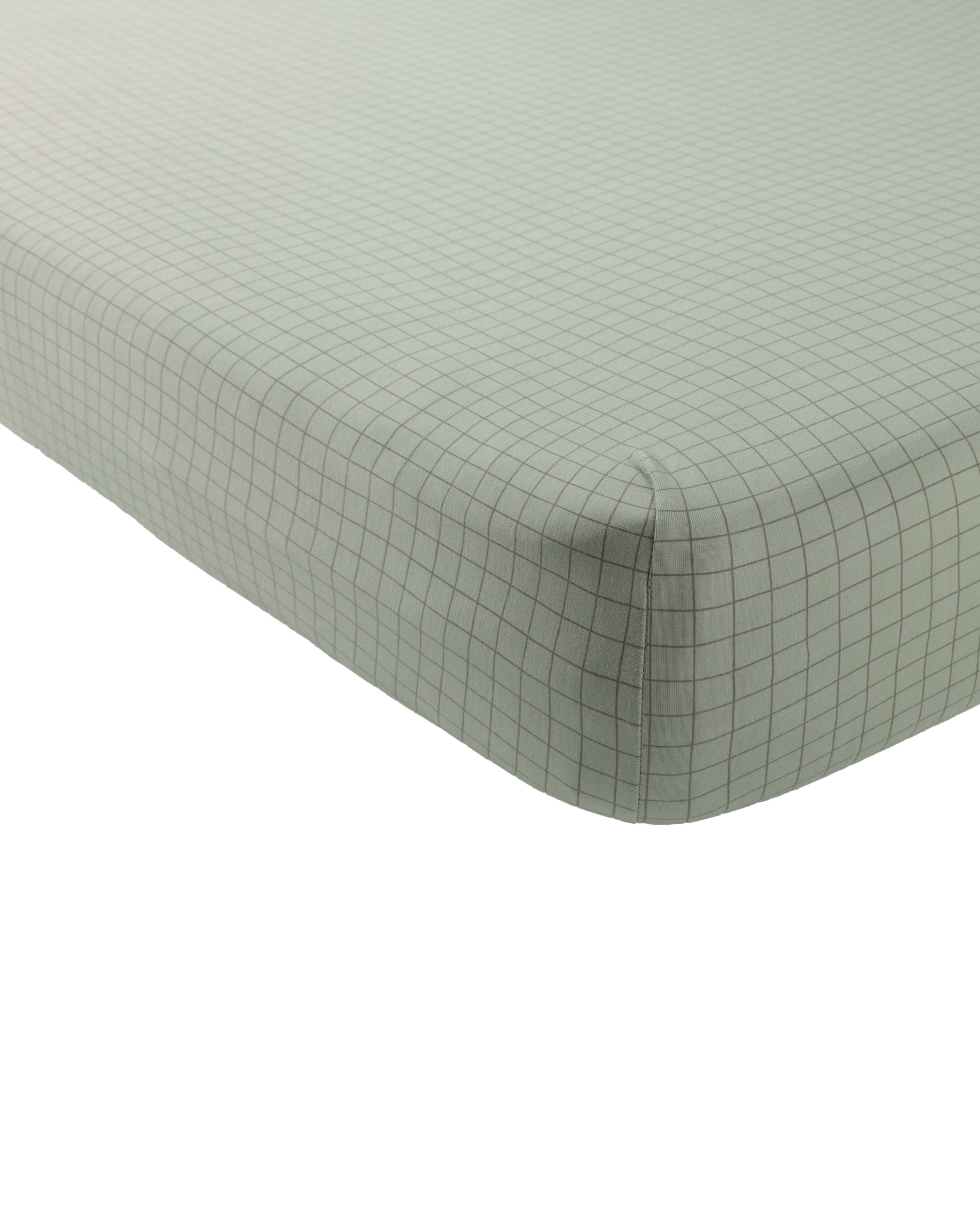 Organic Bamboo Crib Sheet - Soft Breathable Baby Crib Fitted Sheet - Sage Grid Pattern - Perfect for Nursery, Daycare & Travel Cribs - Hypoallergenic & Eco-Friendly