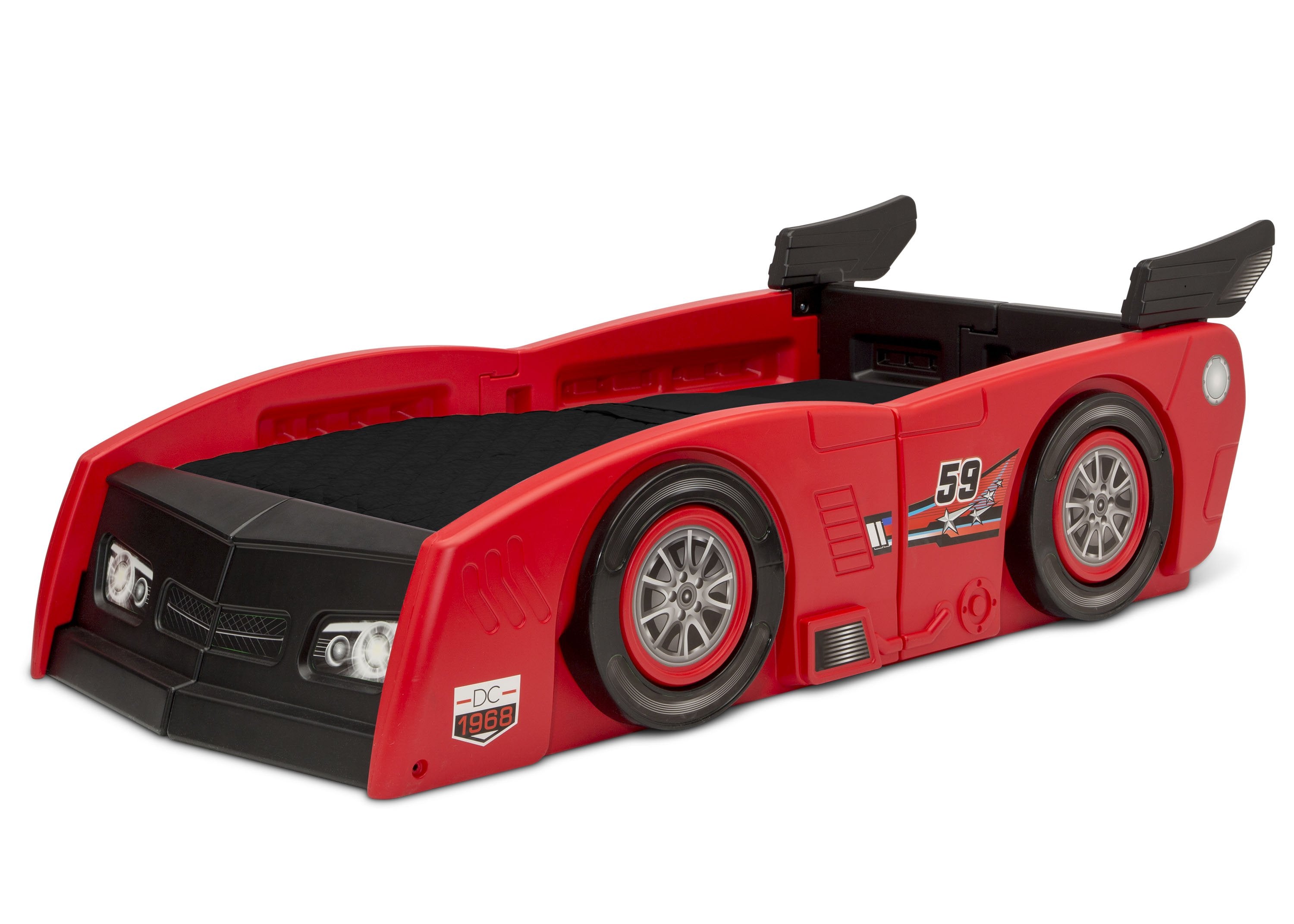 Grand Prix Race Car Toddler to Twin Bed - Convertible Kids Bed for Boys & Girls - Perfect for Nursery, Bedroom, and Playroom Decor