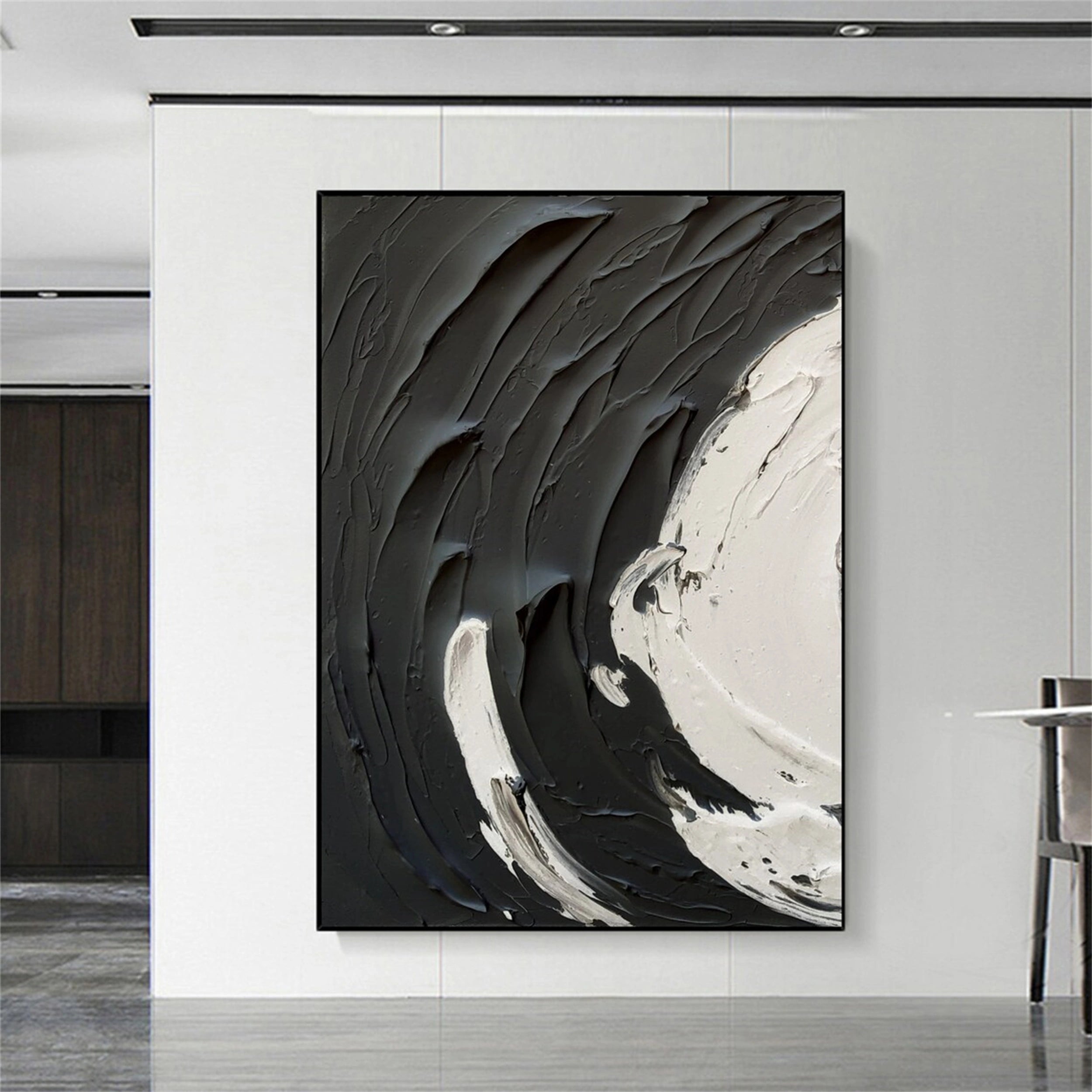 Black and White Textured Minimalist Wall Art Print #MZ071 - Modern Home Decor for Living Room, Bedroom & Office