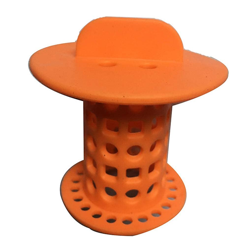 Anti-Clogging Invisible Floor Drain for Shower, Bathroom & Kitchen - Plastic Sink Filter Water Plug with Silicone Seal (Orange) | Perfect for Wet Rooms, Basements & Laundry Areas