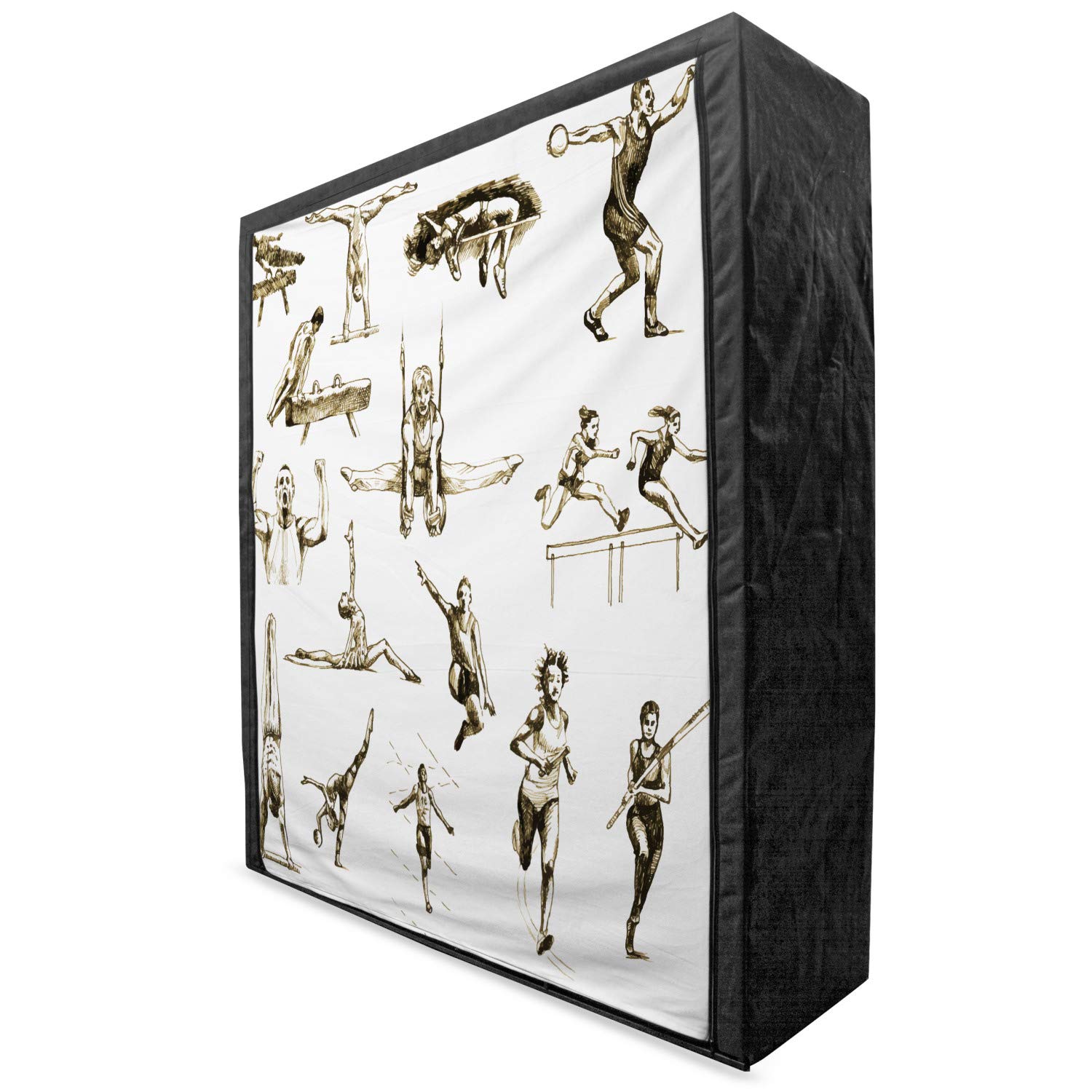 Ambesonne Olympics Portable Fabric Wardrobe - Sports Themed Clothing Organizer with Shelves, 59