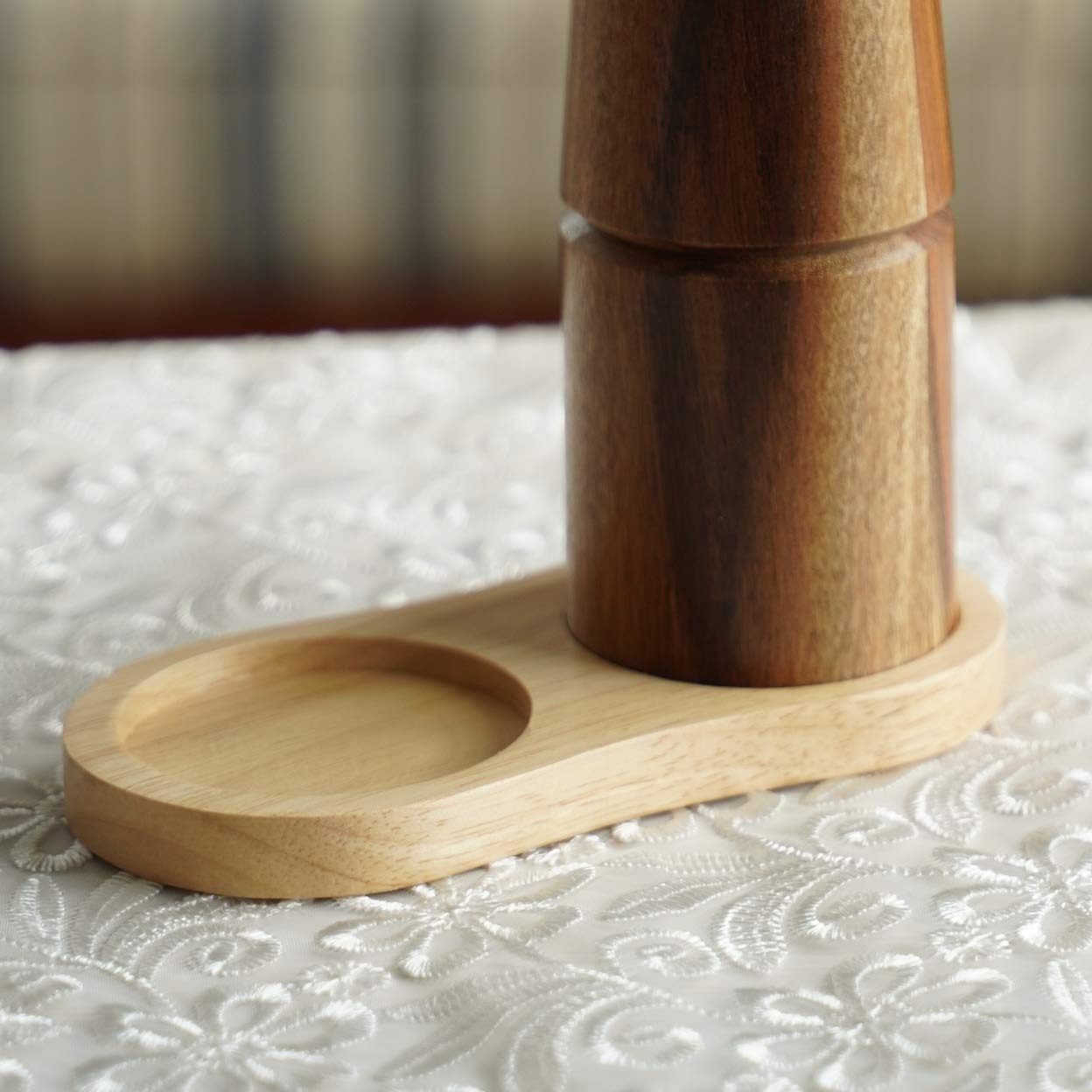 DeroTeno Wooden Salt & Pepper Grinder Tray - 6cm, Table Protector for Dining
