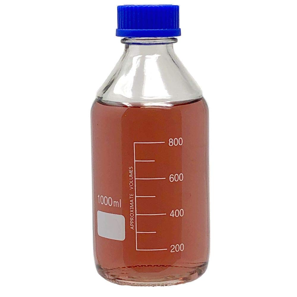 Karter Scientific 1000ml Borosilicate Glass Media Storage Bottles with GL45 Screw Cap - Case of 12 - Ideal for Laboratory, Chemical Storage & Scientific Research