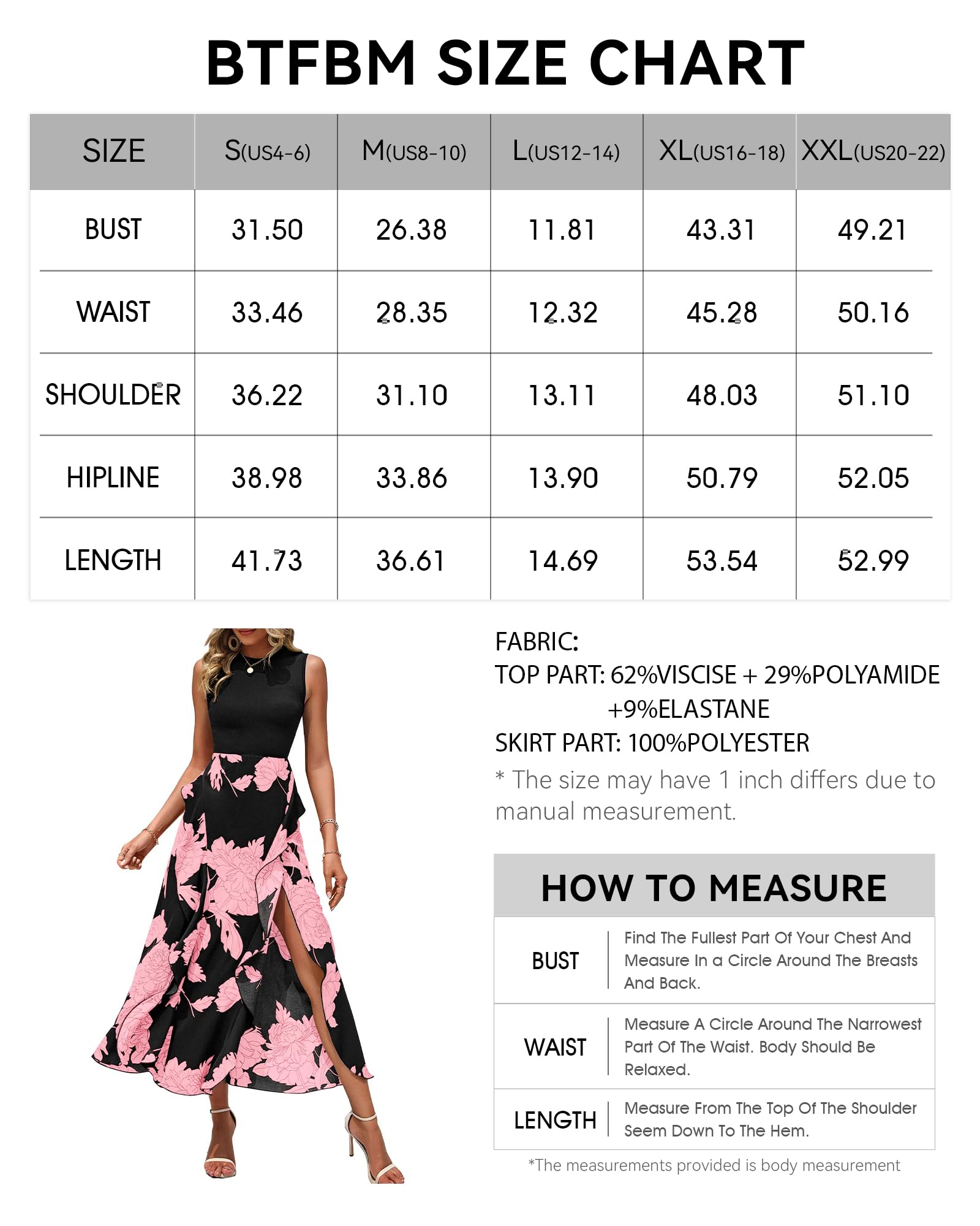 BTFBM Women's Boho Floral Patchwork Midi Dress - Sleeveless Ruffled Cocktail Party Dress for Summer & Spring 2025 | Perfect for Beach Vacations, Garden Parties & Date Nights