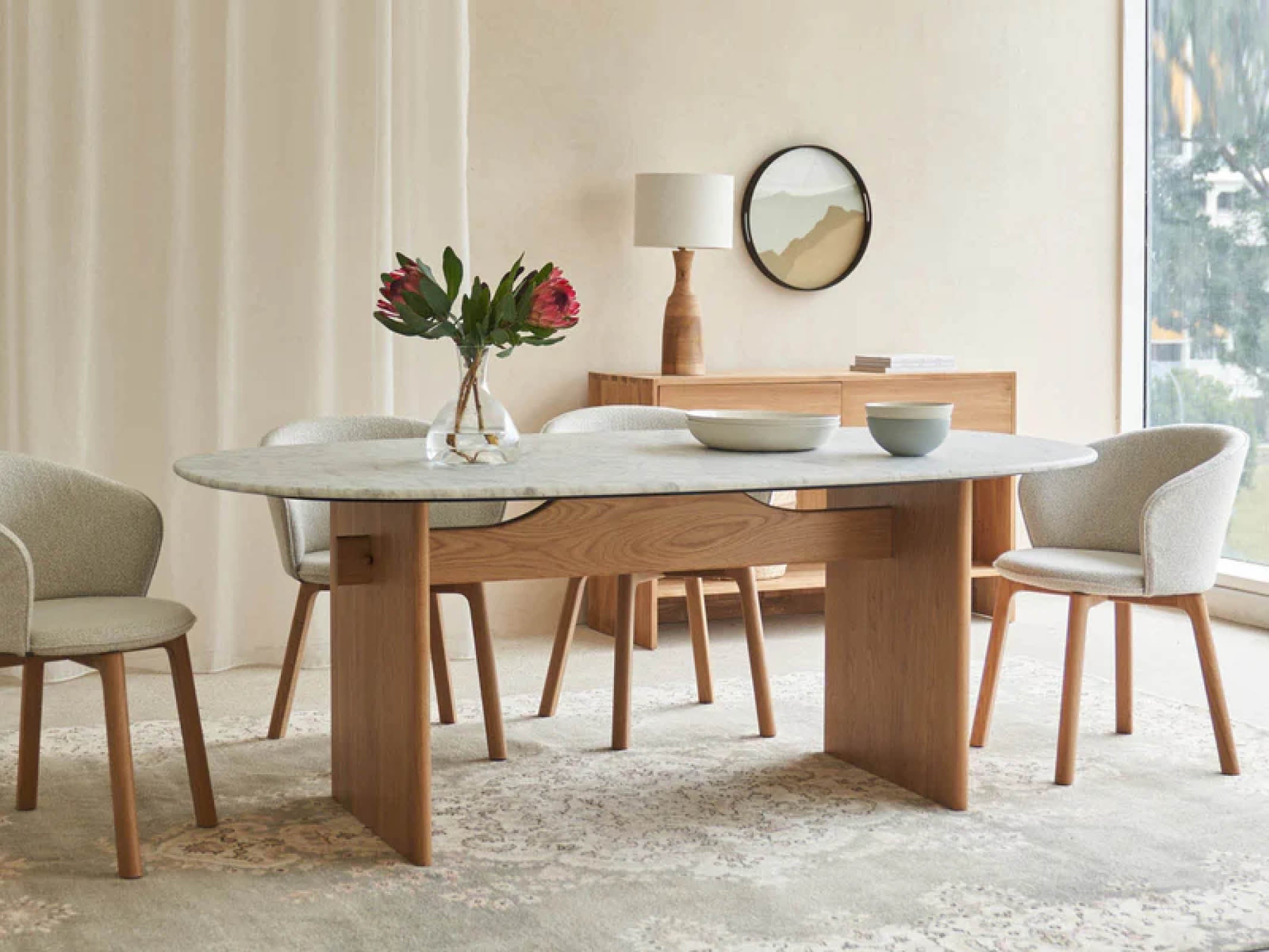 Kelly White Marble Dining Table - Modern Round Kitchen Table for 6 - Elegant Home Dining & Entertaining