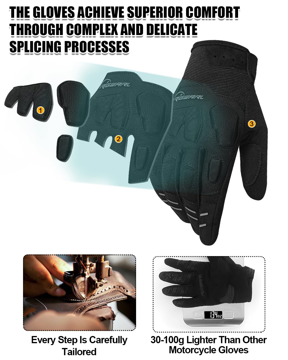 RIGWARL Breathable Mountain Bike & Motorcycle Gloves for Men & Women - Touchscreen Compatible, Anti-Slip Grip for ATV, MTB, Dirt Biking - Perfect for Off-Road Adventures & Long-Distance Cycling