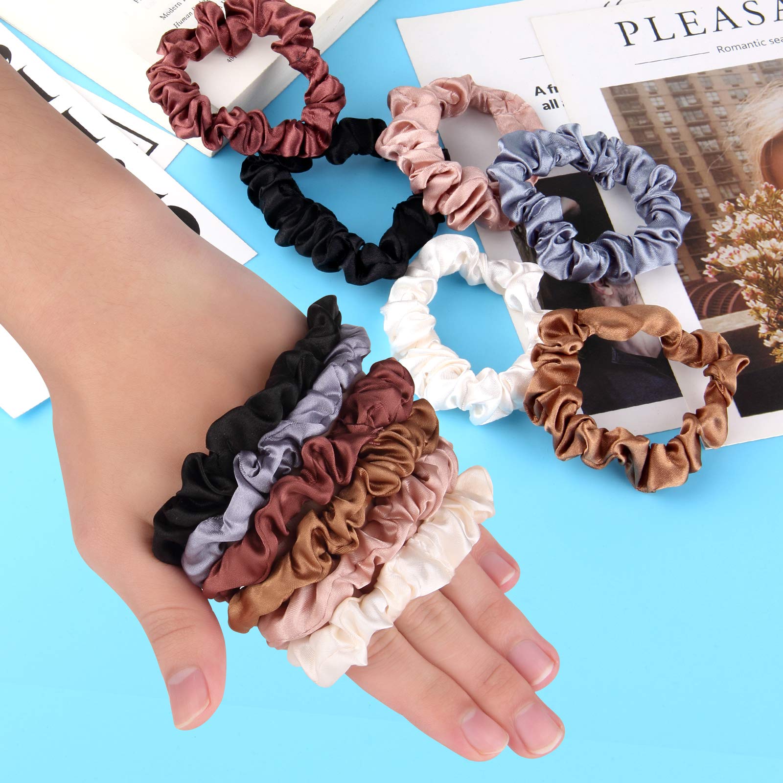 12 Pieces Silk Hair Scrunchies - Soft Elastic Ponytail Holders for Women & Girls - Premium Hair Accessories for Daily Use, Workouts, and Special Occasions