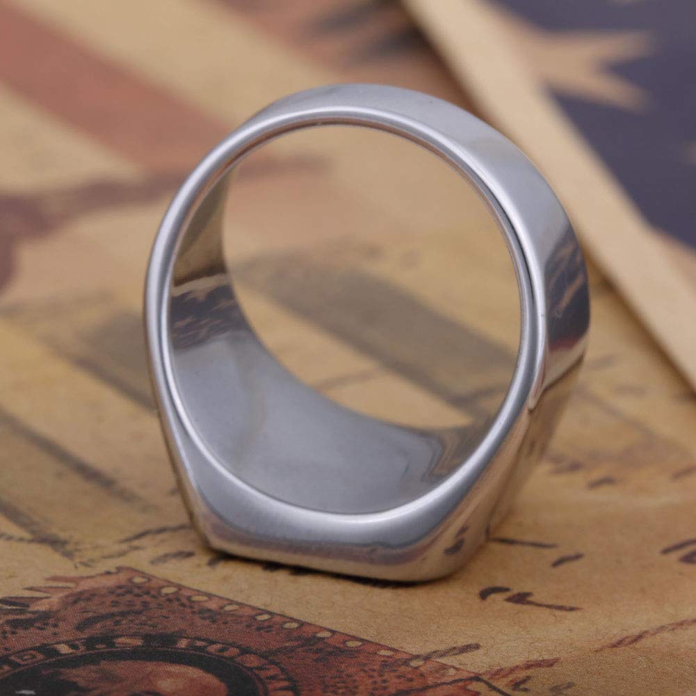 Polished Sigil Prosperity Jupiter Symbol Engraved Stainless Steel Ring for Men & Women - Perfect for Spiritual Protection, Wealth Attraction & Fashion Jewelry