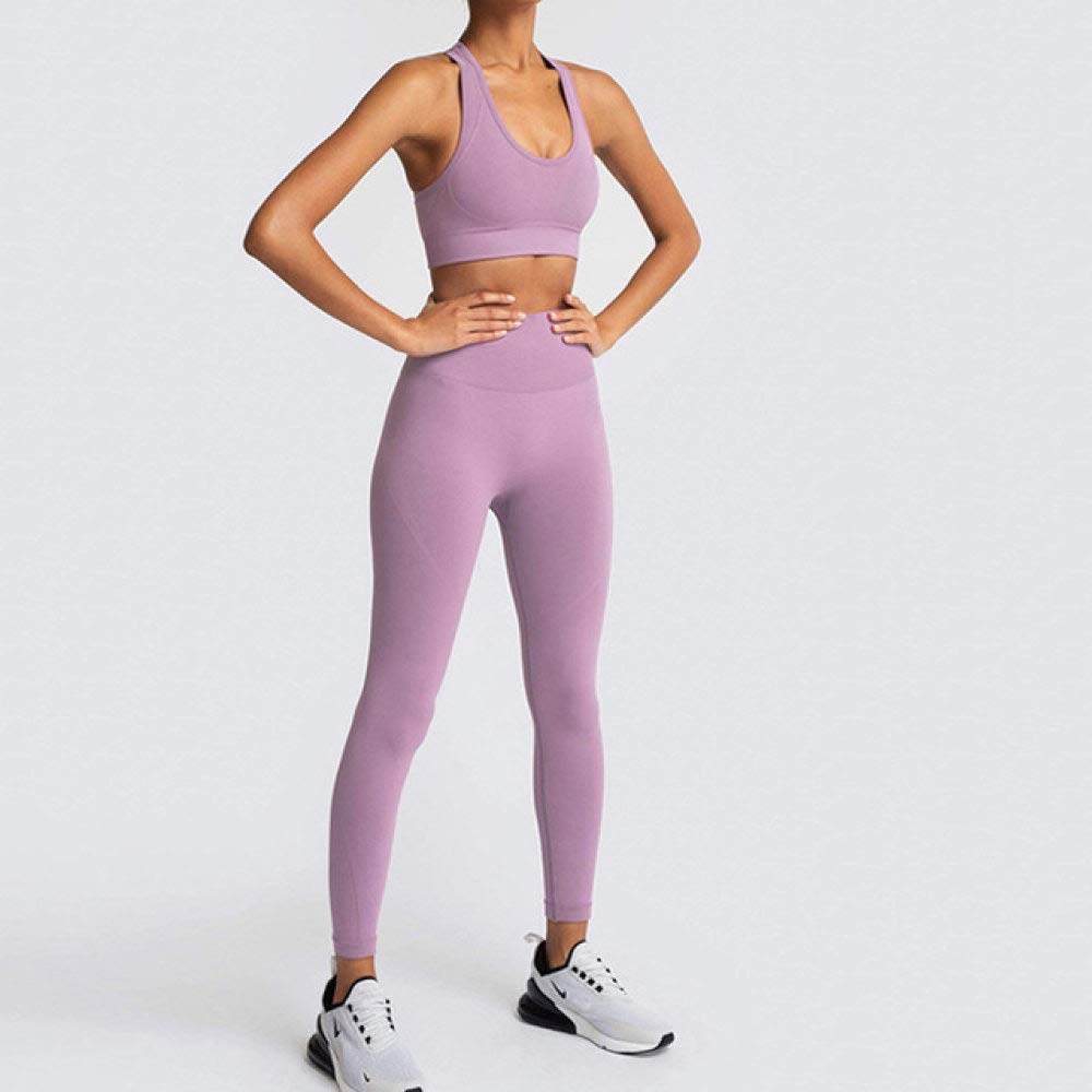MMED Women's 2-Piece Seamless Yoga Set - High Density Fabric Workout Tracksuit with Sports Bra & Leggings for Gym, Fitness & Yoga | Pink XL | Perfect for Yoga Classes, Home Workouts & Active Lifestyle