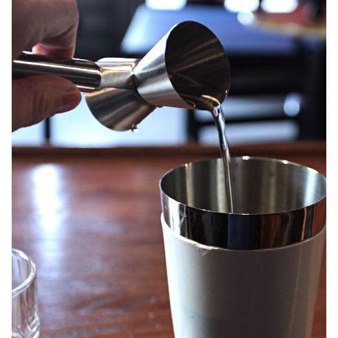 Premium Stainless Steel Damask Jigger with Elegant Printed Handle - 0.75oz & 1.25oz Dual Measurement - Perfect for Cocktail Making, Bartending, and Home Bar Accessories