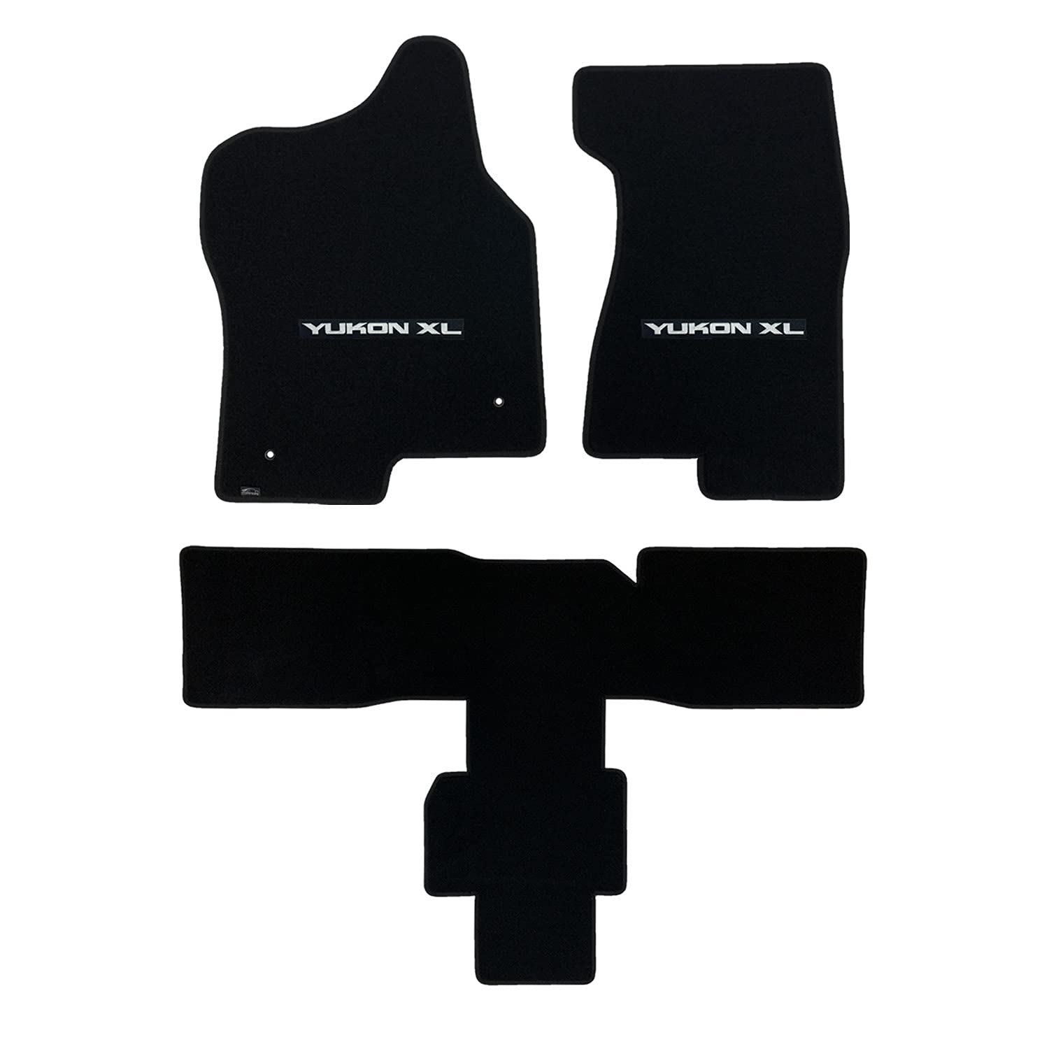 Premium Custom-Fit Carpeted Floor Mats for GMC Yukon XL 2000-2006 - Black Luxury Car Floor Liners with Yukon XL Logo (3-Piece Set, Captain Chairs) - Perfect for All-Weather Protection & Interior Style Enhancement
