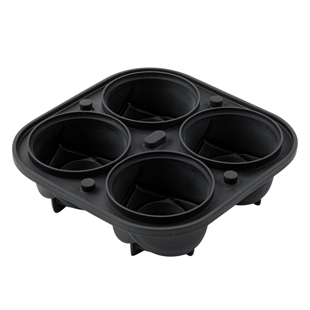Premium Black Silicone Ice Cube Tray - 2 Rose & 4 Compartment Molds (1 Count) for Cocktails, Whiskey & Elegant Drink Presentation