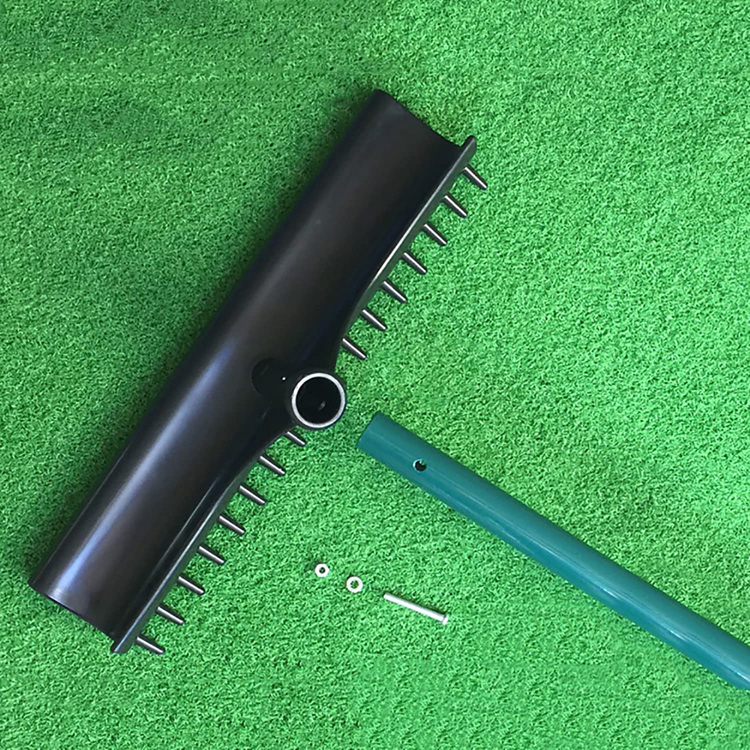 **Lawn Leveling Rake - Heavy Duty Sand Bunker Rake for Golf Course & Garden - Adjustable Handle for Easy Storage - Perfect for Driving Range, Yard Work & Landscaping**    *(Ideal for leveling grass, smoothing sand traps, raking leaves, and maintaining golf courses or home lawns.)*