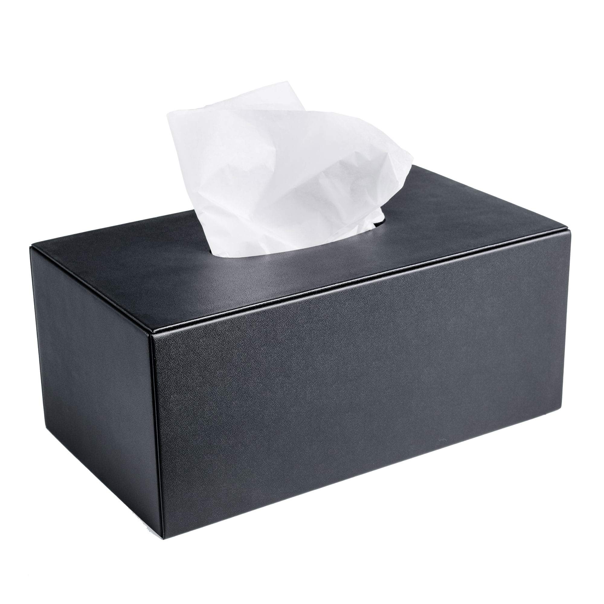 Stylish Black Leatherette Rectangular Tissue Box Cover - Modern Home & Office Decor for Living Room, Bedroom, or Bathroom
