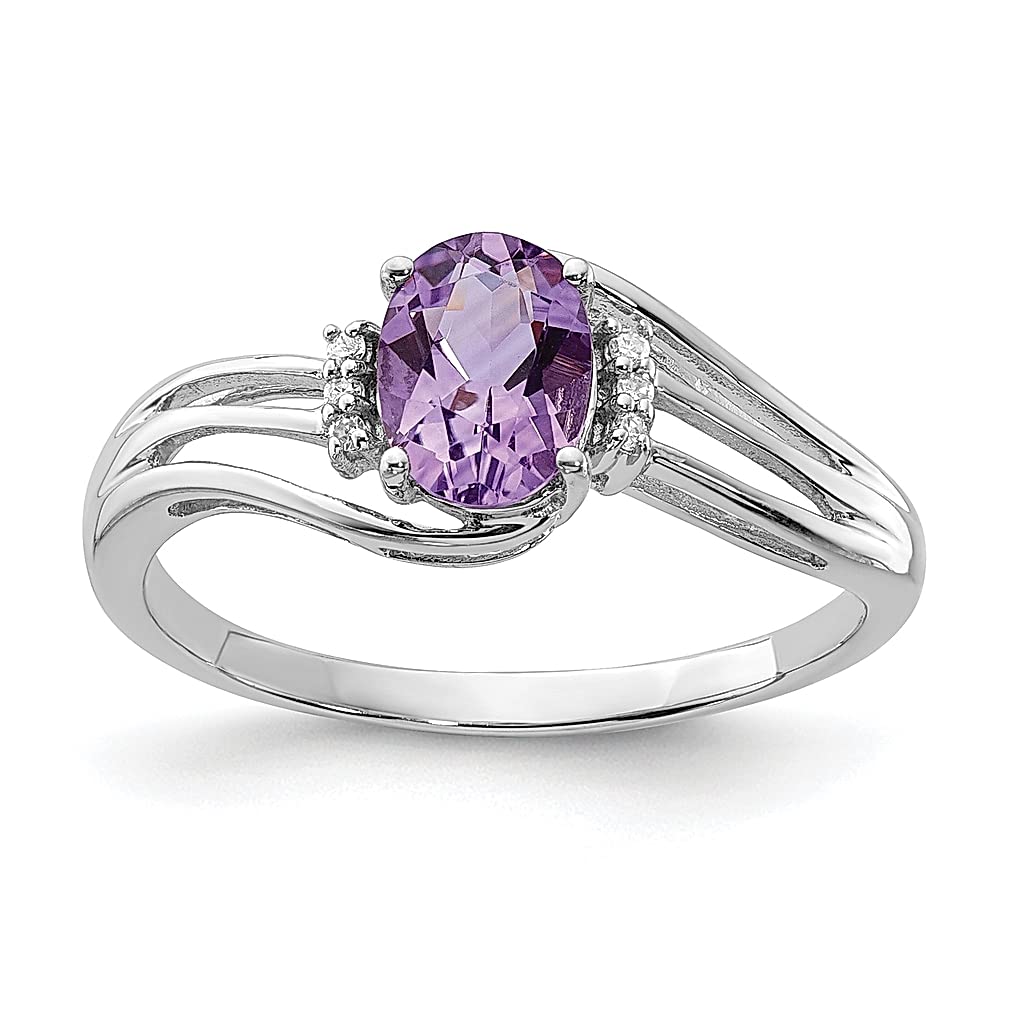 925 Sterling Silver Diamond Purple Amethyst Oval Band Ring - Elegant Gemstone Jewelry for Women | Perfect Gift for Her, Birthday, Anniversary & Special Occasions | Handcrafted Fine Jewelry for Everyday Wear & Evening Elegance