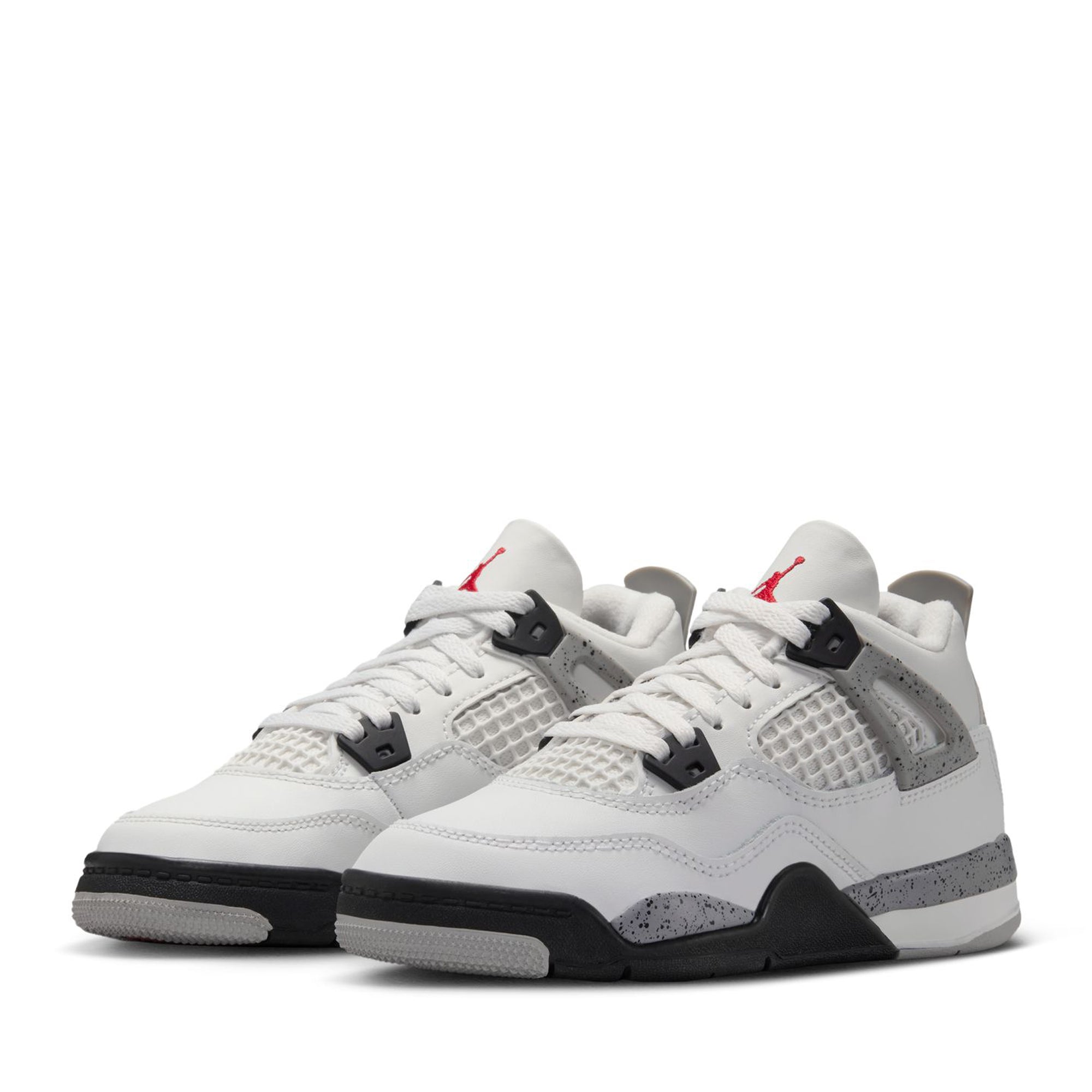 Jordan 4 Retro 'White Cement' PS Sneakers - Summit White/Fire Red Basketball Shoes for Men - Perfect for Streetwear & Court Play