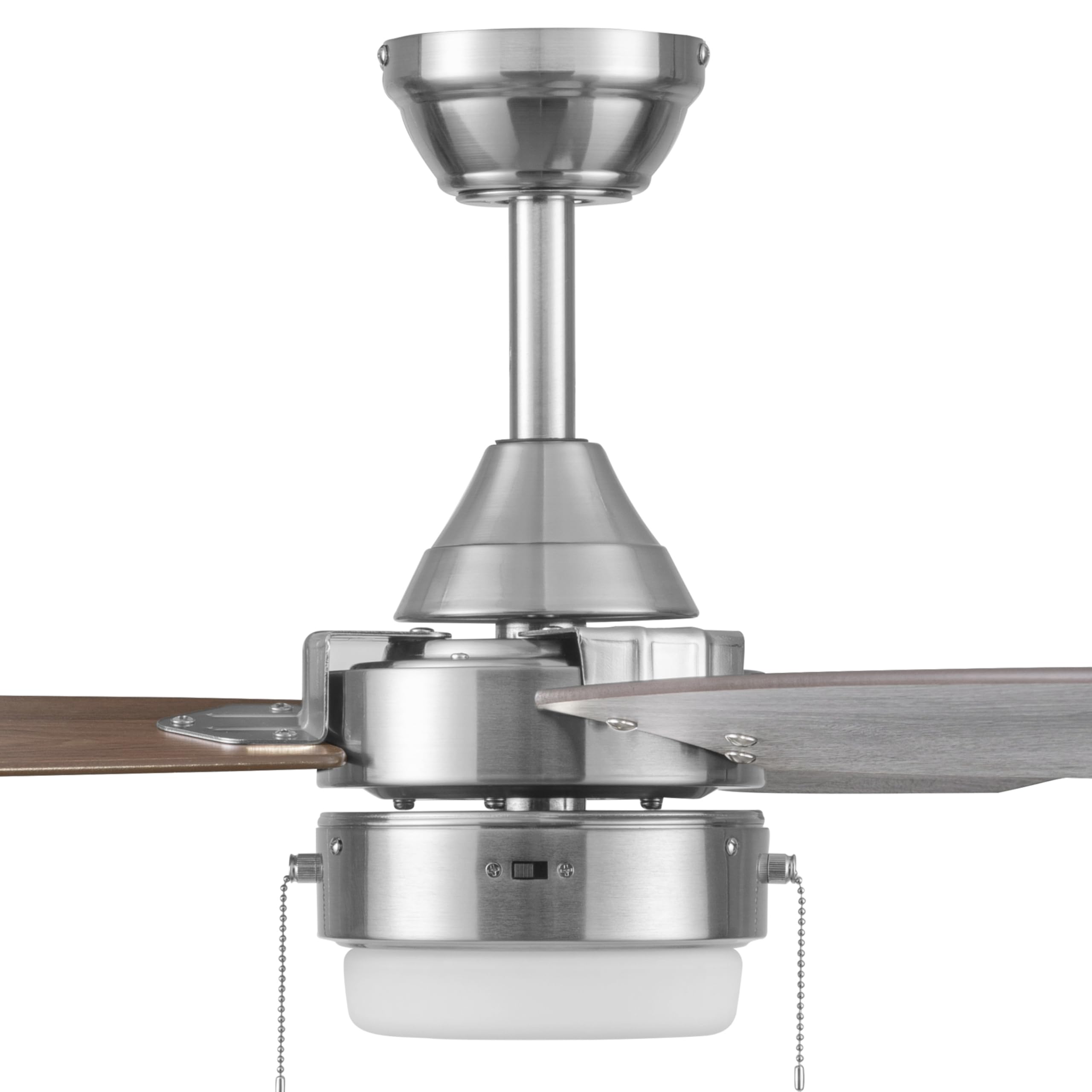 Honeywell 48 Inch Ceiling Fan with Color Changing LED Light, Pull Chain, Dual Mounting Options, 3 Reversible Blades - Brushed Nickel | Indoor Cooling for Living Room, Bedroom & Patio