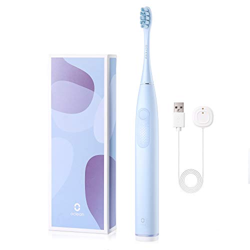Oclean F1 Electric Toothbrush - 36,000 VPM Sonic Cleaning with 3 Modes, Rechargeable USB Toothbrush with 2H Fast Charge & 30-Day Battery Life, Smart Timer for Adults & Teens - Light Blue | Perfect for Travel, Home & Daily Oral Care