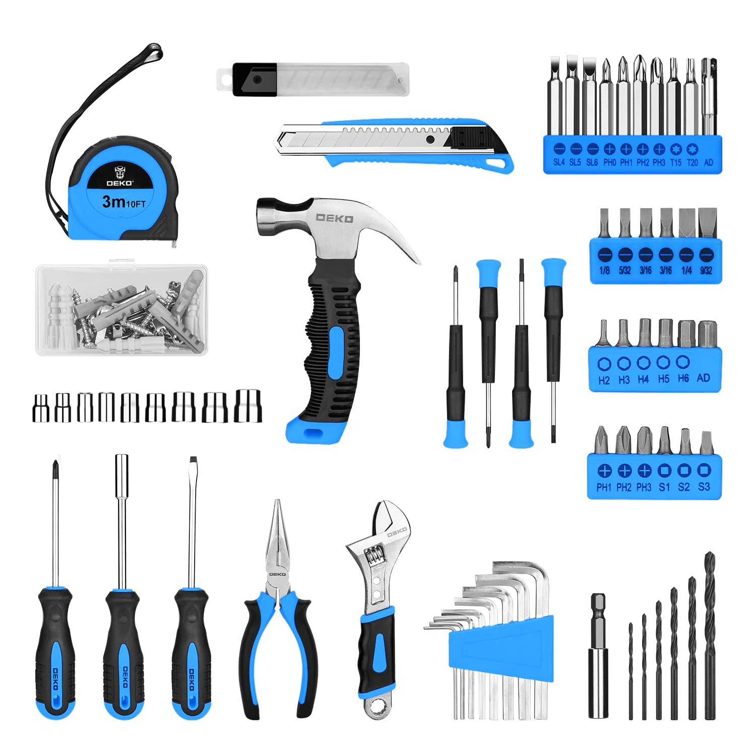 DEKOPRO 126-Piece Cordless Drill Set - 8V Blue Power Drill, Home Tool Kit with Accessories - Perfect for DIY Projects, Home Repairs, and Women's Hand Tool Kits