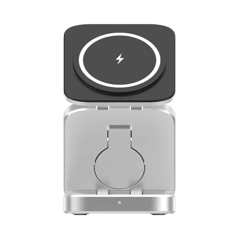 PowerFold Pro: 3-in-1 Foldable MagSafe Charging Stand for iPhone, Apple Watch & AirPods - Portable Wireless Charger for Home, Office & Travel