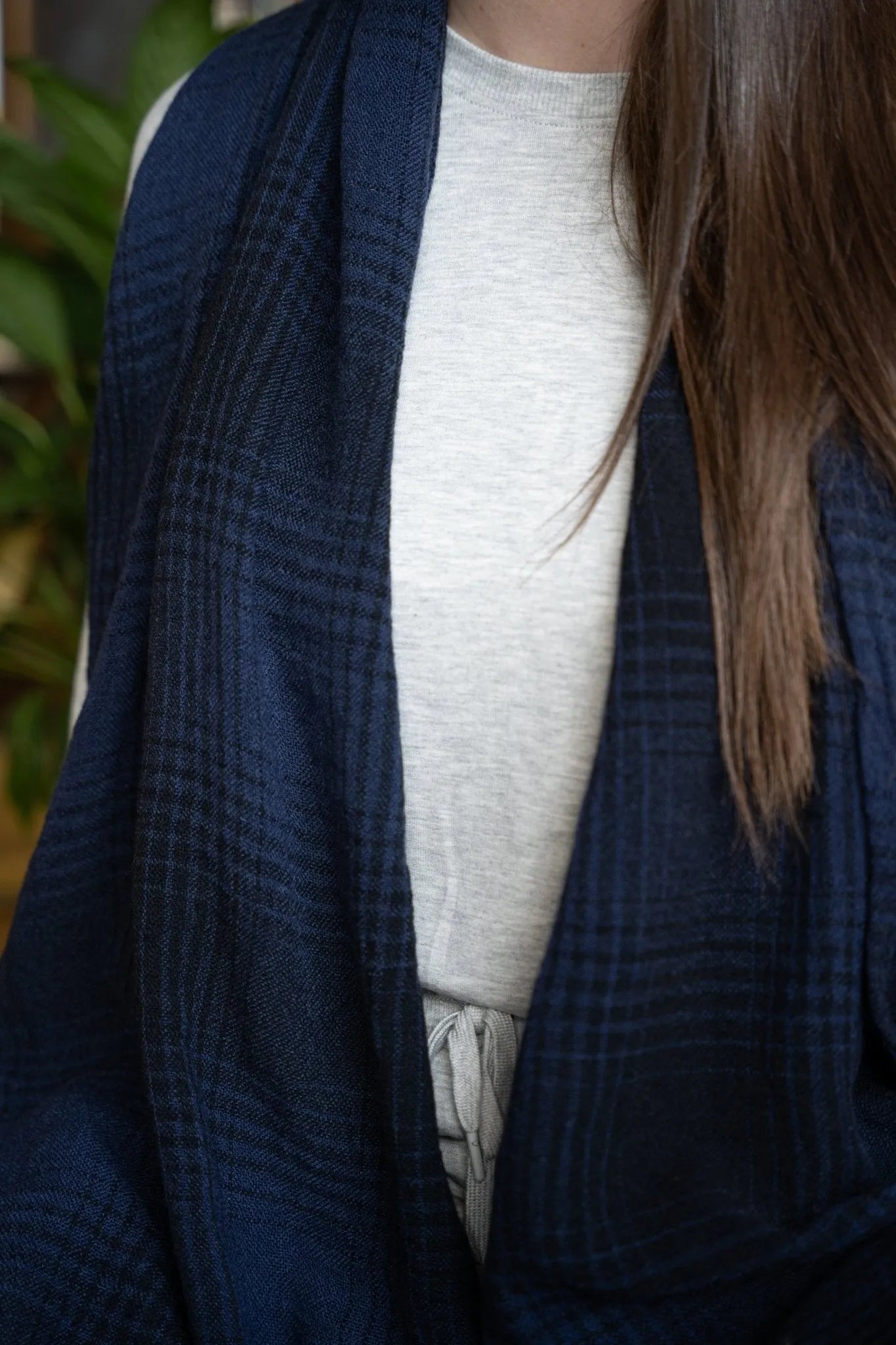 Faded Two-Toned Plaid Scarf for Women - Soft Winter Fashion Accessory - Perfect for Cold Weather, Outdoor Activities and Stylish Layering