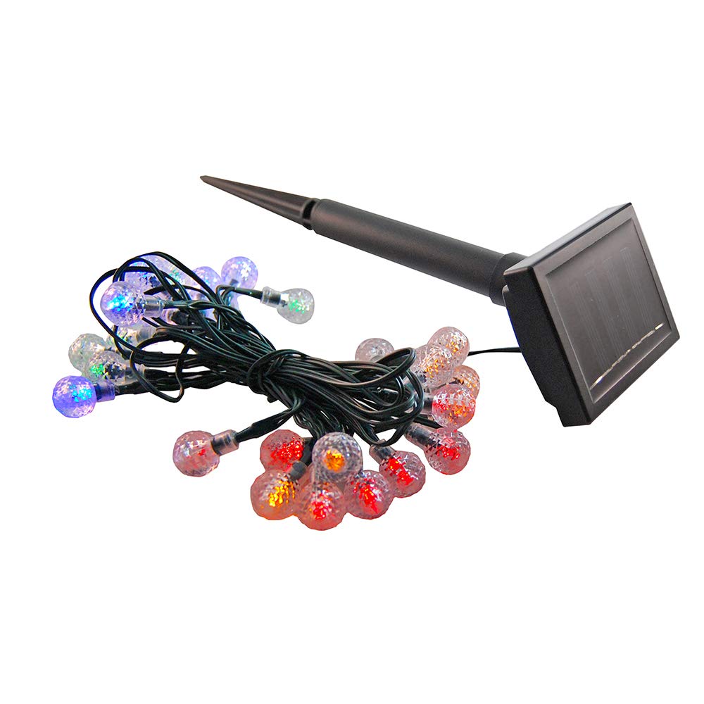 LumaBase Solar Powered Outdoor String Lights with Faceted Glass Balls - 33ft 100LED Waterproof Fairy Lights for Patio, Garden, Wedding & Party Decor (Multicolor)